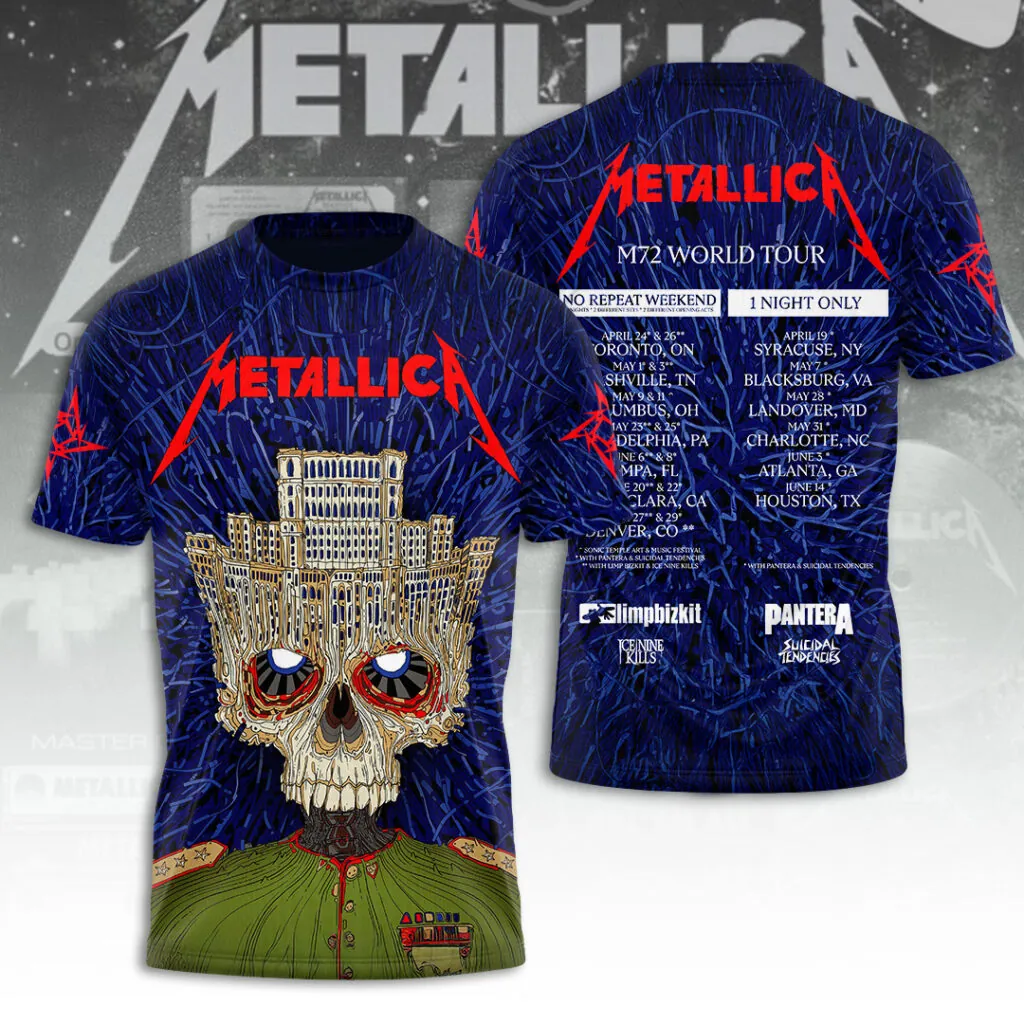 Metallica Tour 2026 3D Apparel Gift For Heavy Metal Fans Concert Season
