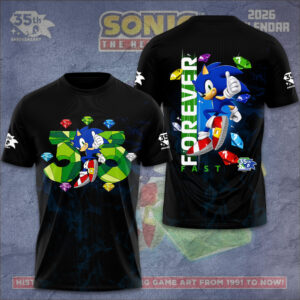 Sonic The Hedgehog 35Th Anniversary 3D Apparel Gift For Video Game Enthusiasts