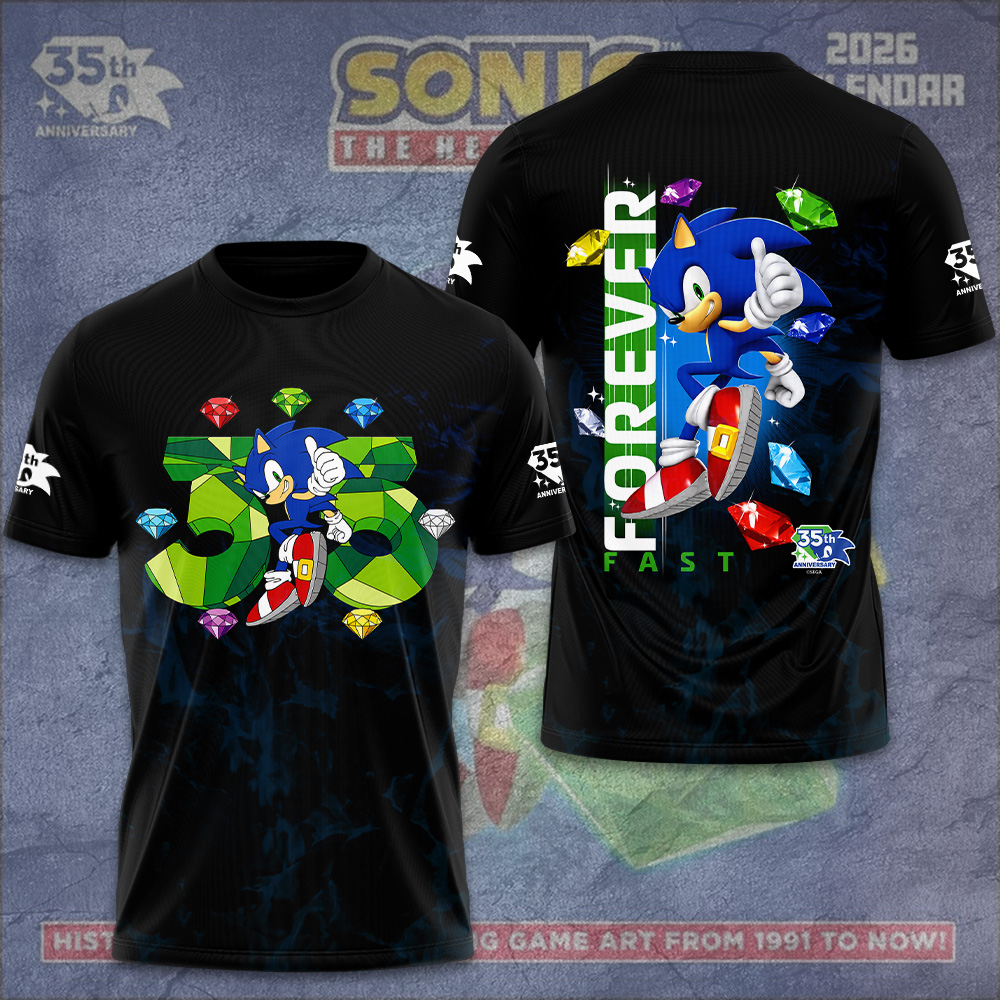 Sonic The Hedgehog 35Th Anniversary 3D Apparel Gift For Video Game Enthusiasts