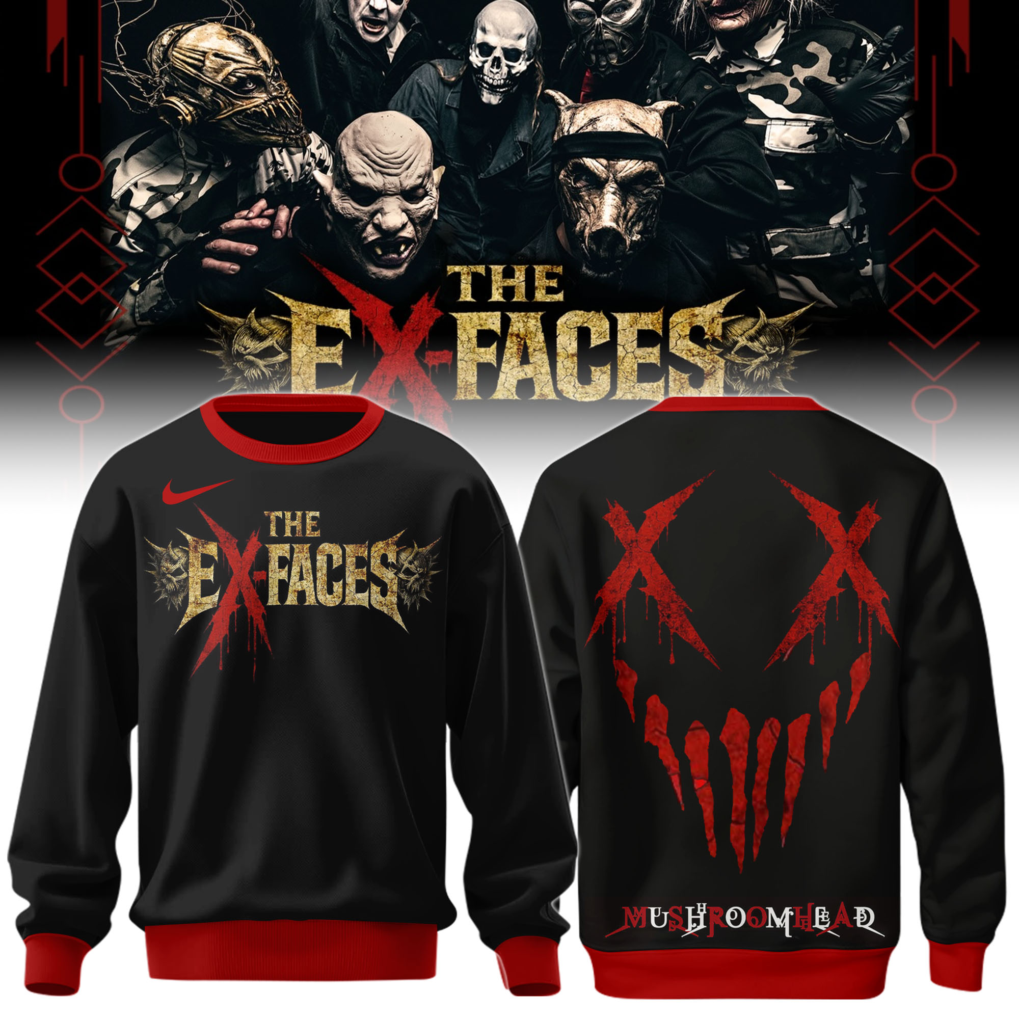 The Ex Faces Metal Typography Cross Eyes Sweatshirt Gift For Music Lovers