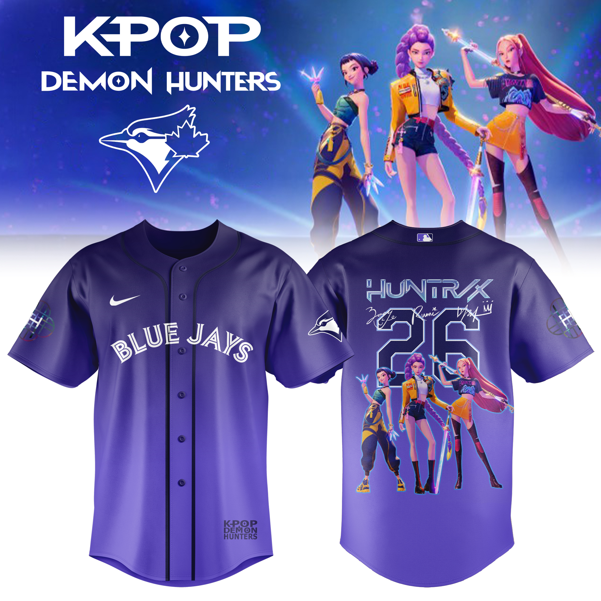 Toronto Blue Jays X Kpop Demon Hunters 2026 Baseball Jersey Gift For Baseball Fans