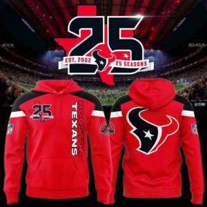 Houston Texans 25Th Season Anniversary Red Pullover Hoodie Gift For Football Fans 2026 Season