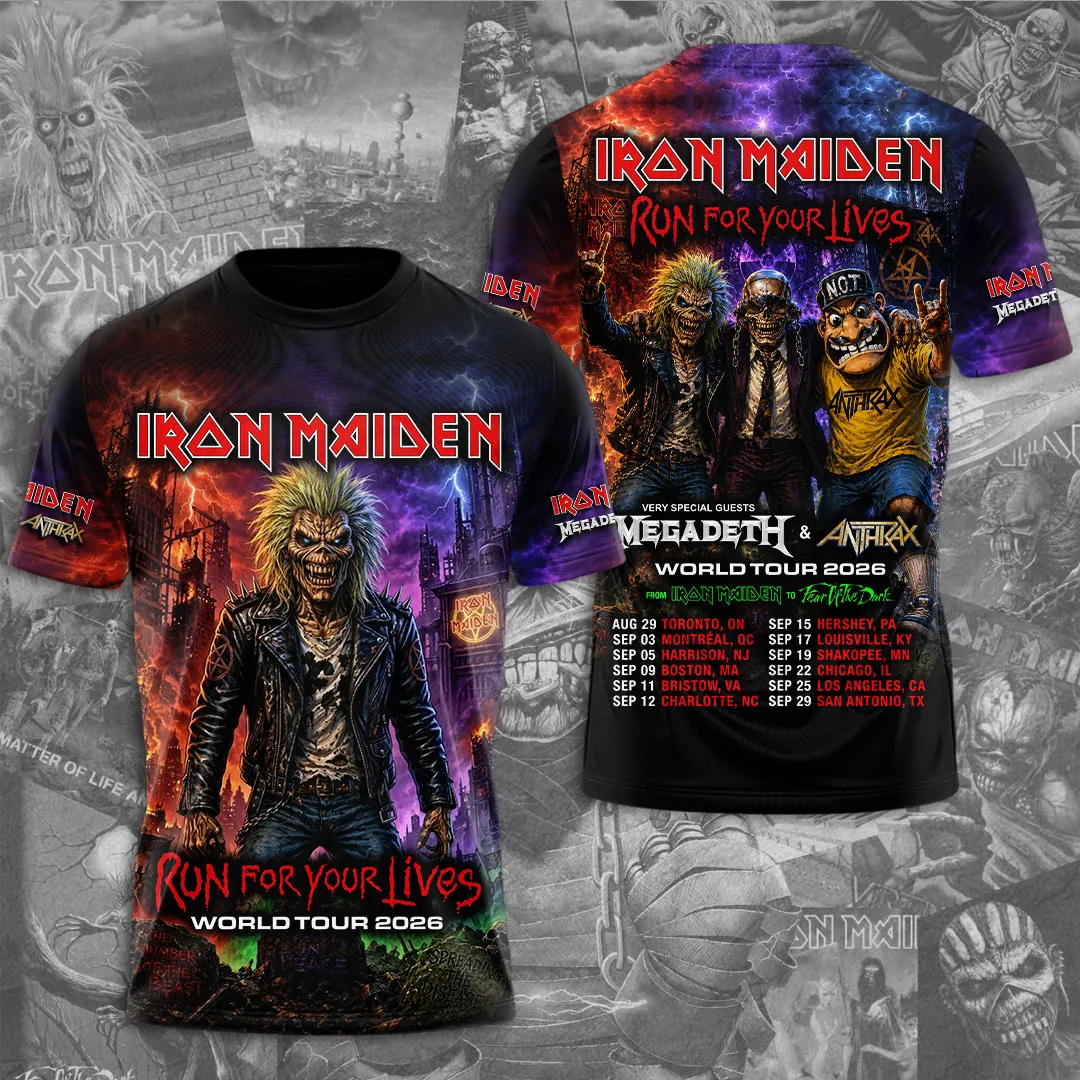 Iron Maiden World Tour 2026 3D Apparel Gift For Heavy Metal Fans Concert Season