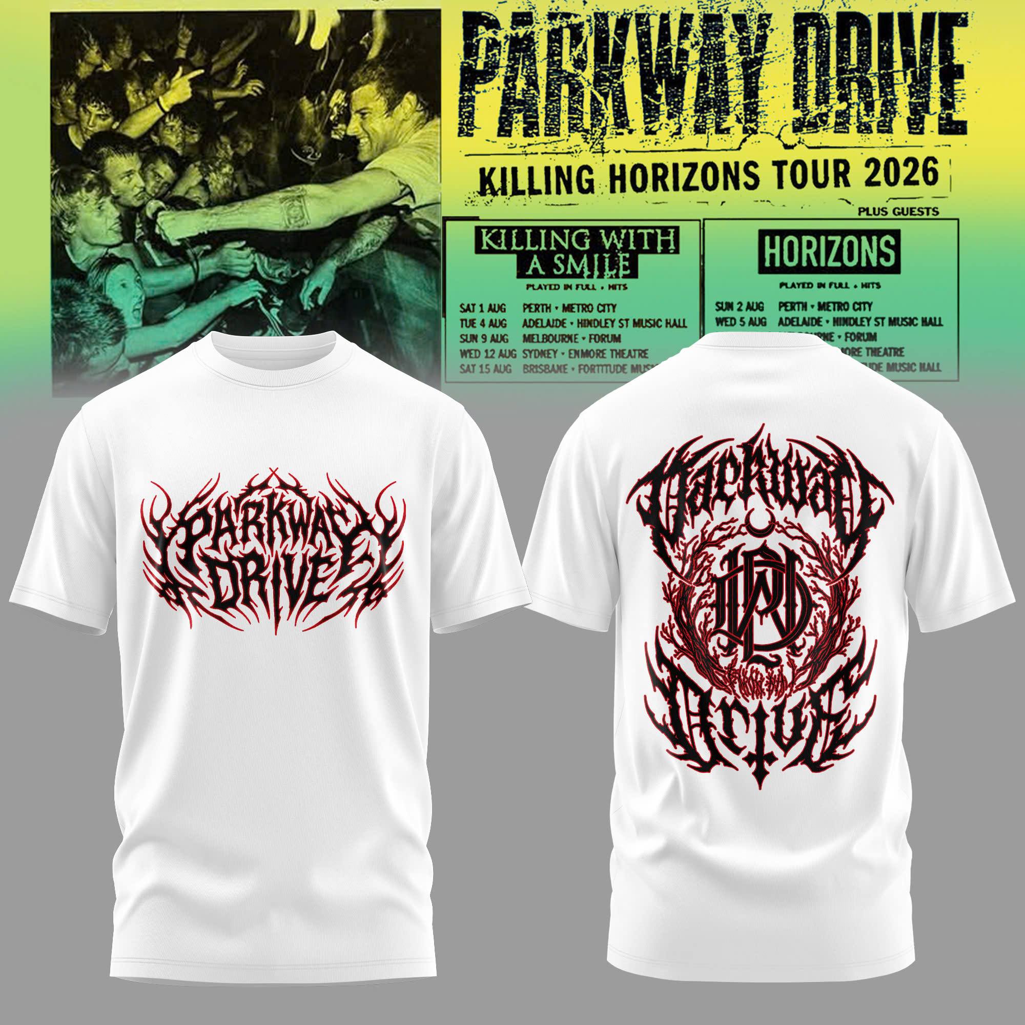 Parkway Drive Red Graphic T-Shirt Gift For Metal Supporters Tour Merchandise