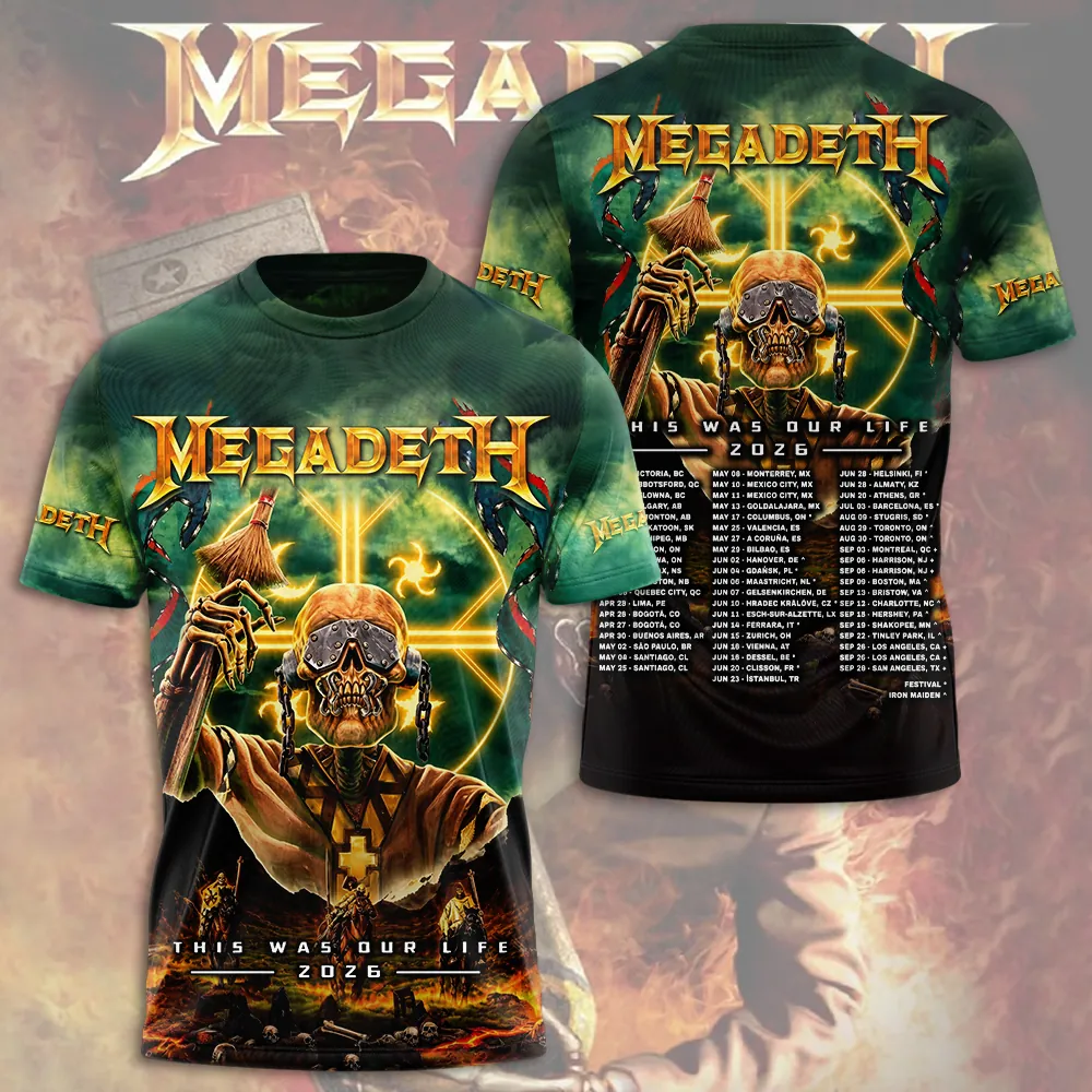 Megadeth This Was Our Life Concert Tour 2026 3D Apparel Gift
