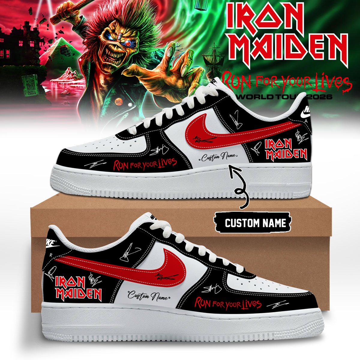 Iron Maiden Run For Your Lives World Tour Premium Shoes Gift For Concert Fans