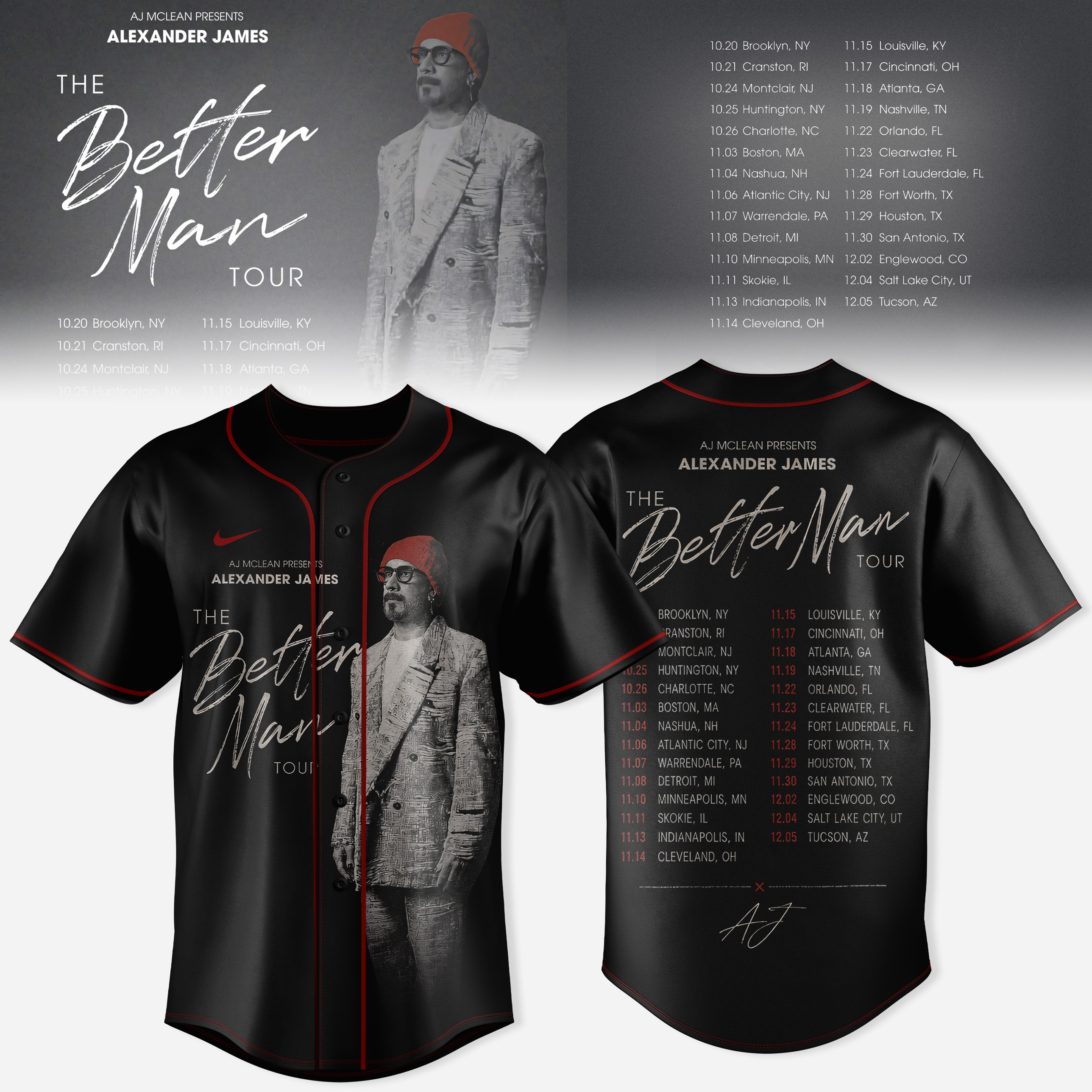 Aj Mclean The Better Man Tour Limited Fan Jersey