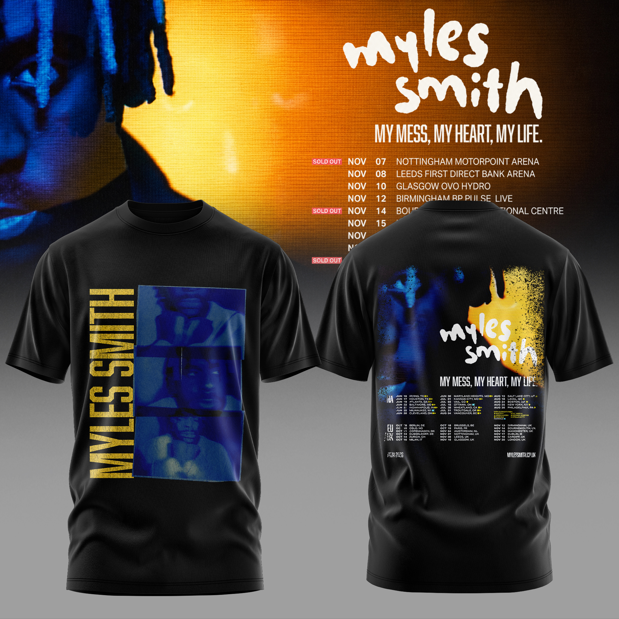 Myles Smith Blue Vision Tour 2026 Concert T-Shirt Gift For Music Fans Tour Collection
