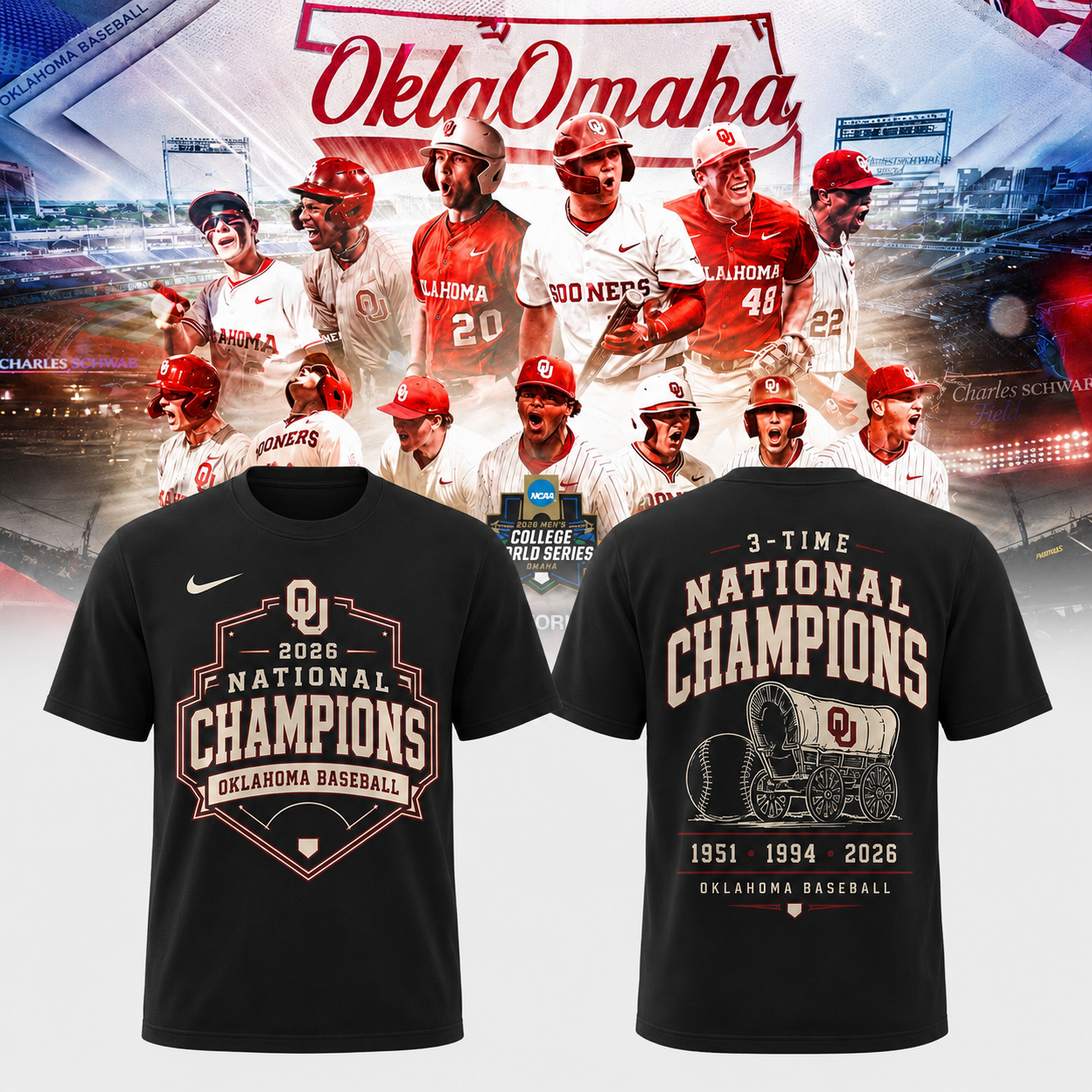 Oklahoma Sooners 2026 Baseball National Champions Legacy Shirt