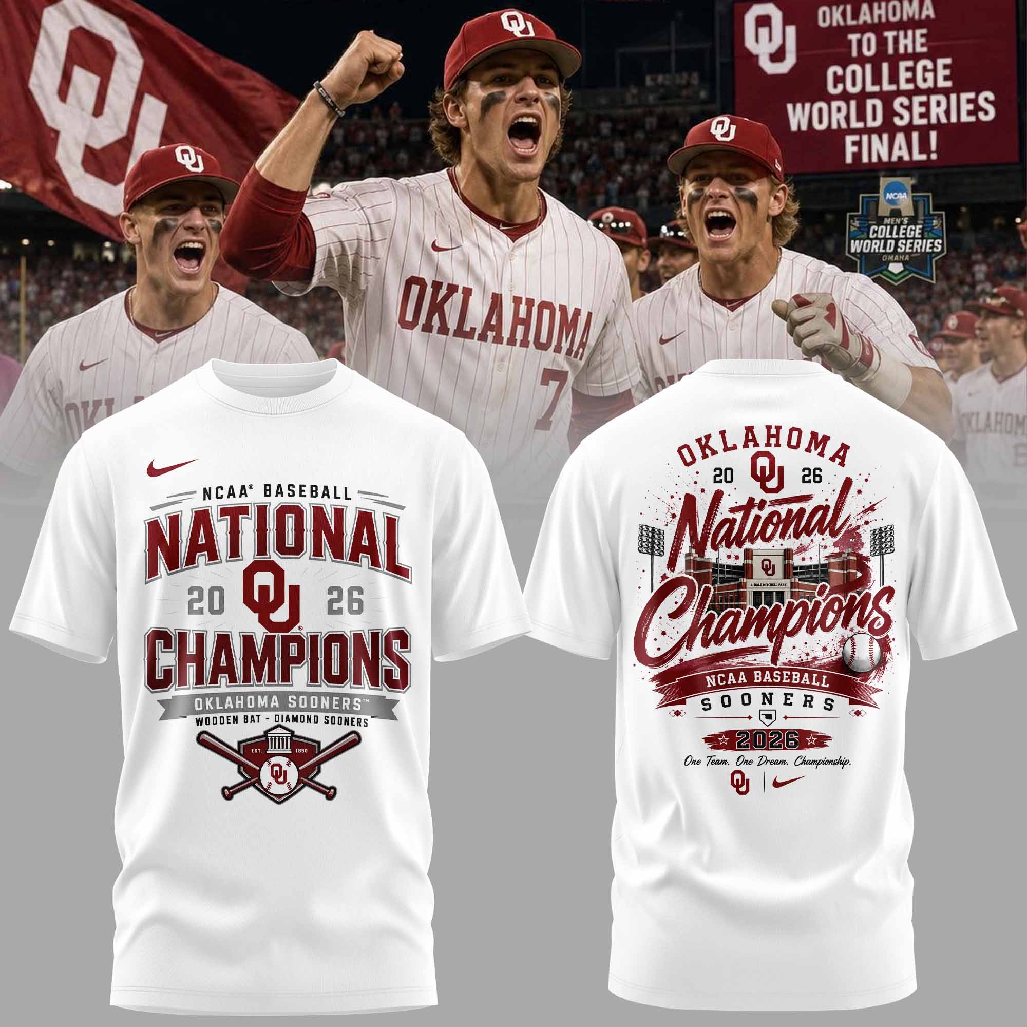Oklahoma Sooners Baseball 2026 Title Winners Premium Fan T-Shirt