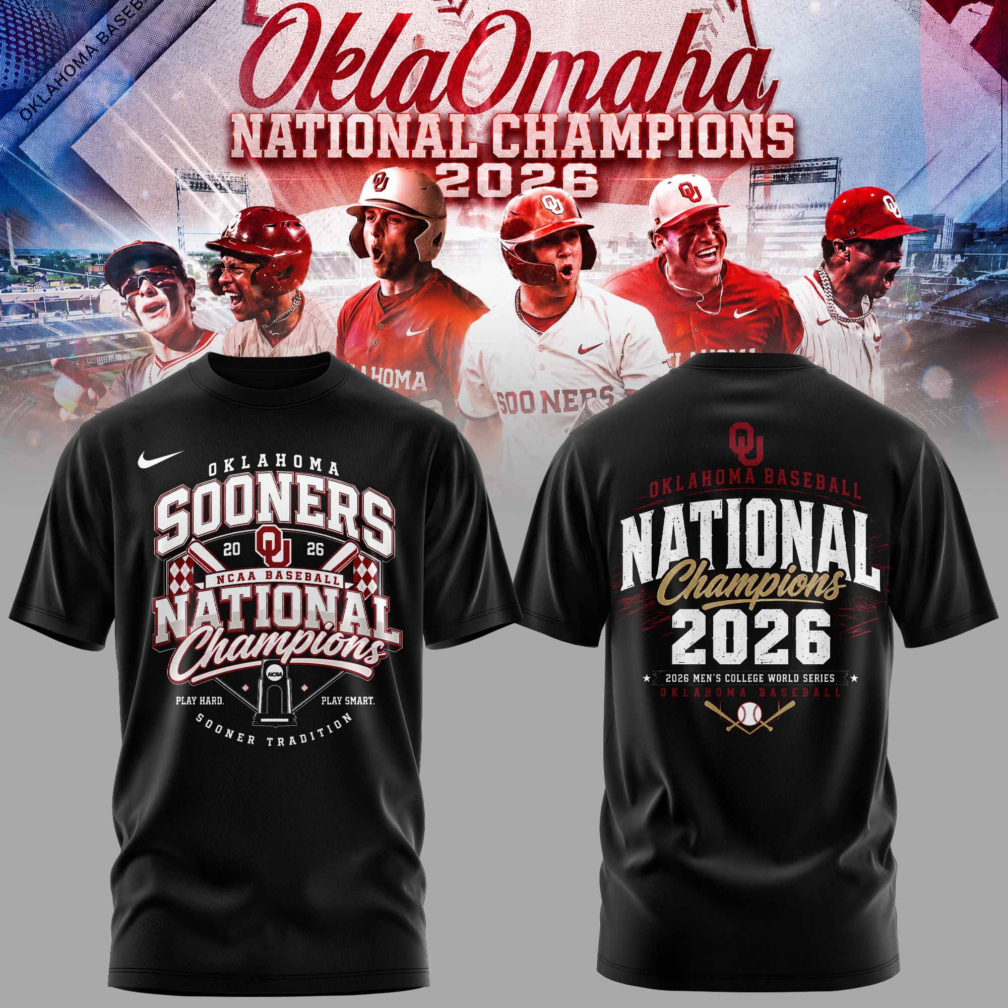 Oklahoma Sooners Baseball 2026 National Champions Commemorative Fan T-Shirt