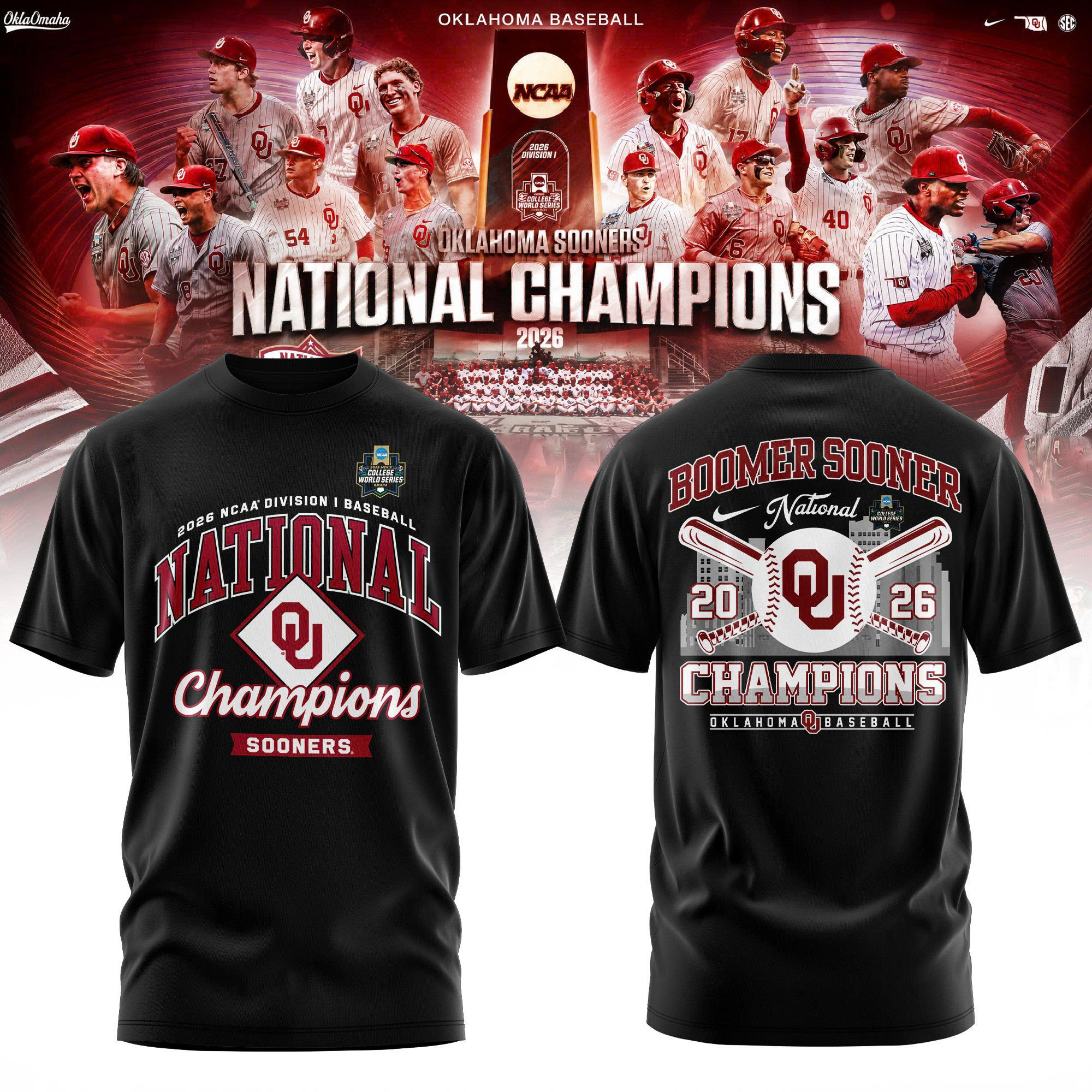 Oklahoma Sooners 2026 Ncaa Baseball Title Winners T-Shirt