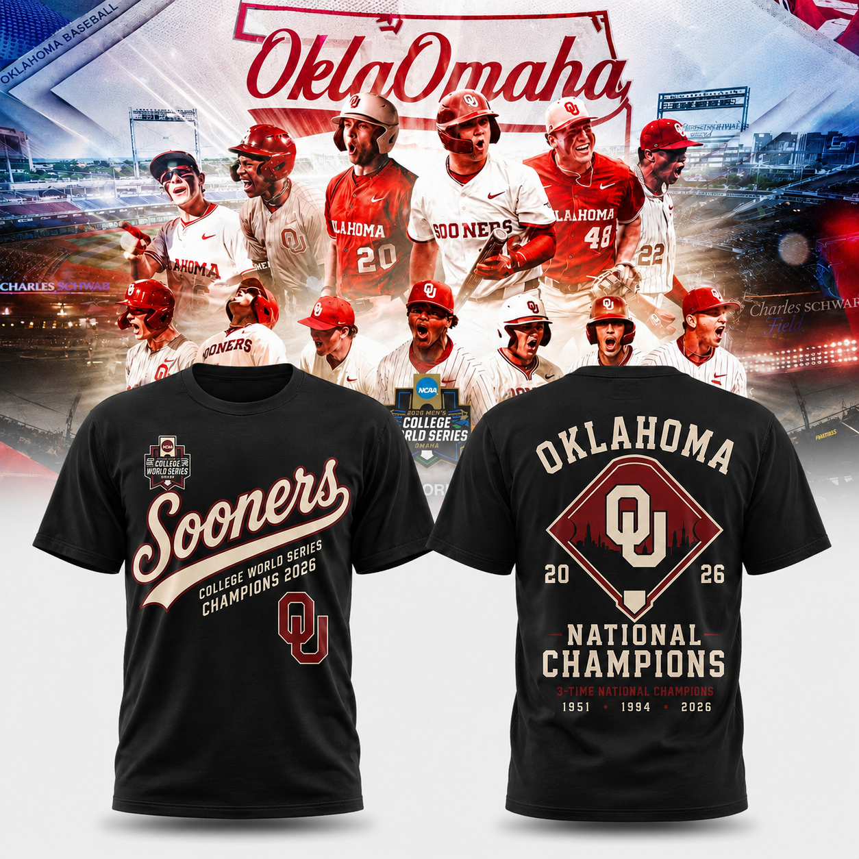 Oklahoma Sooners National Champions 2026 Baseball Supporter T-Shirt
