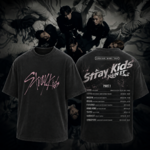 Stray Kids Run It World Tour Part 1 Vintage Concert Tour T-Shirt Kpop Fan Merch Graphic Tee