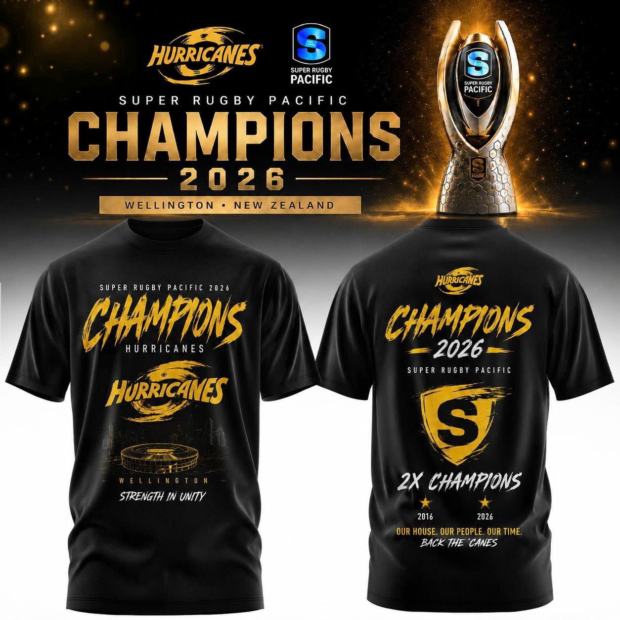 Hurricanes Super Rugby Pacific Champions 2026 Victory Fan T-Shirt