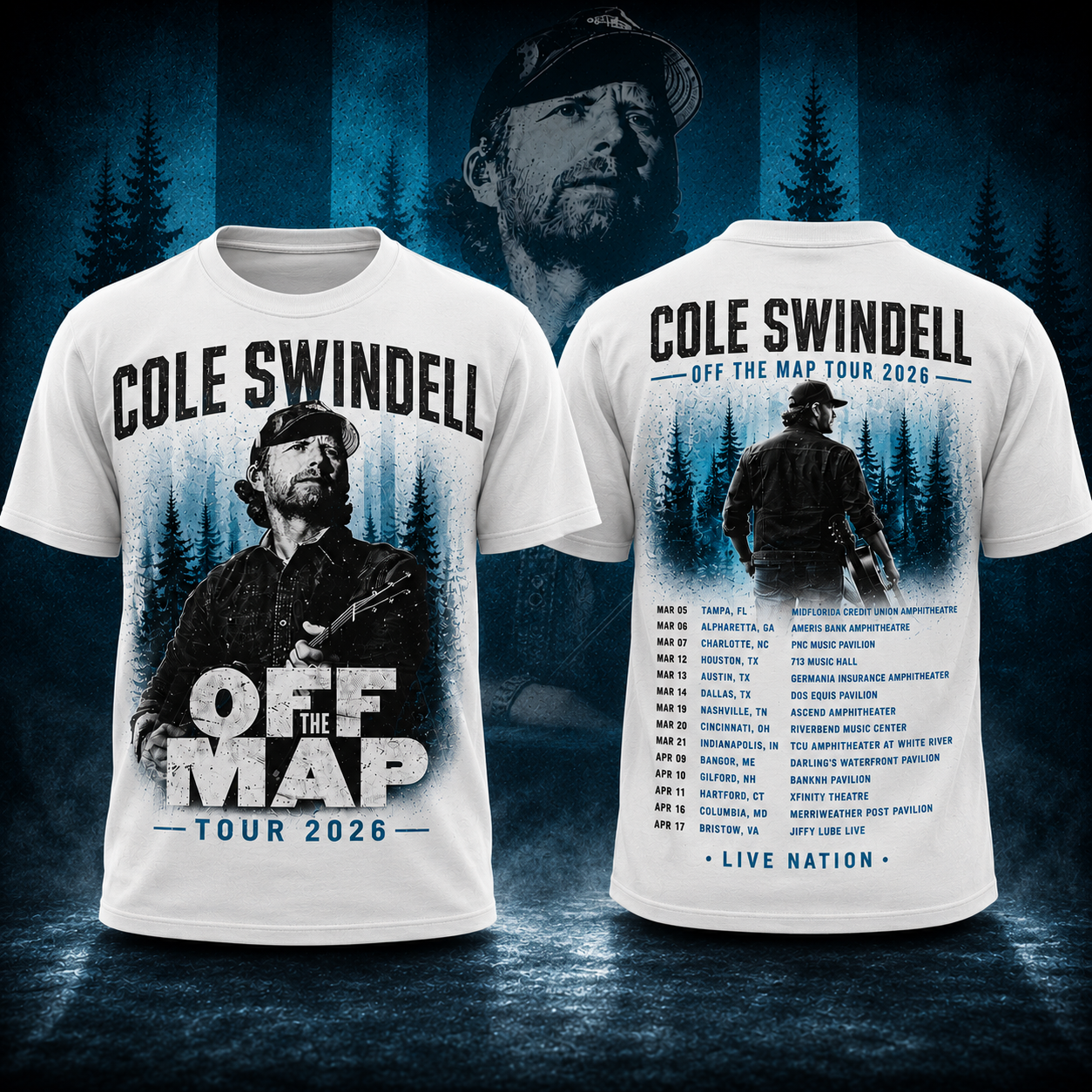 Cole Swindell Off The Map Tour 2026 Vintage Country Concert T-Shirt