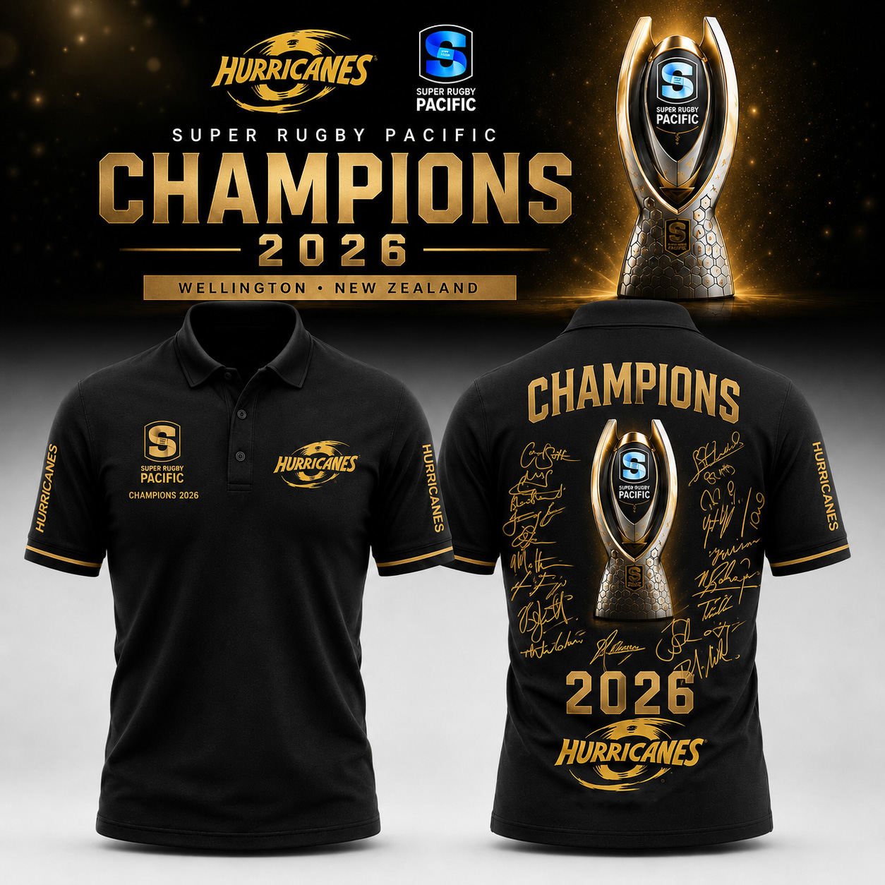 Hurricanes Super Rugby Pacific Champions 2026 Premium Polo Shirt