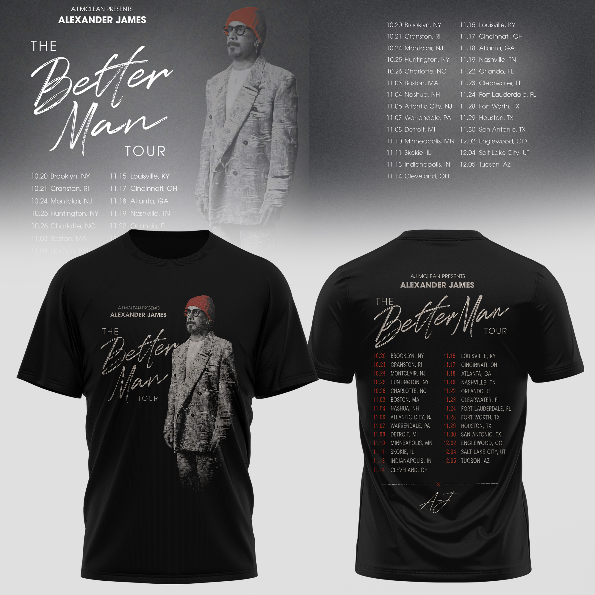 Aj Mclean The Better Man Tour Live Show T-Shirt