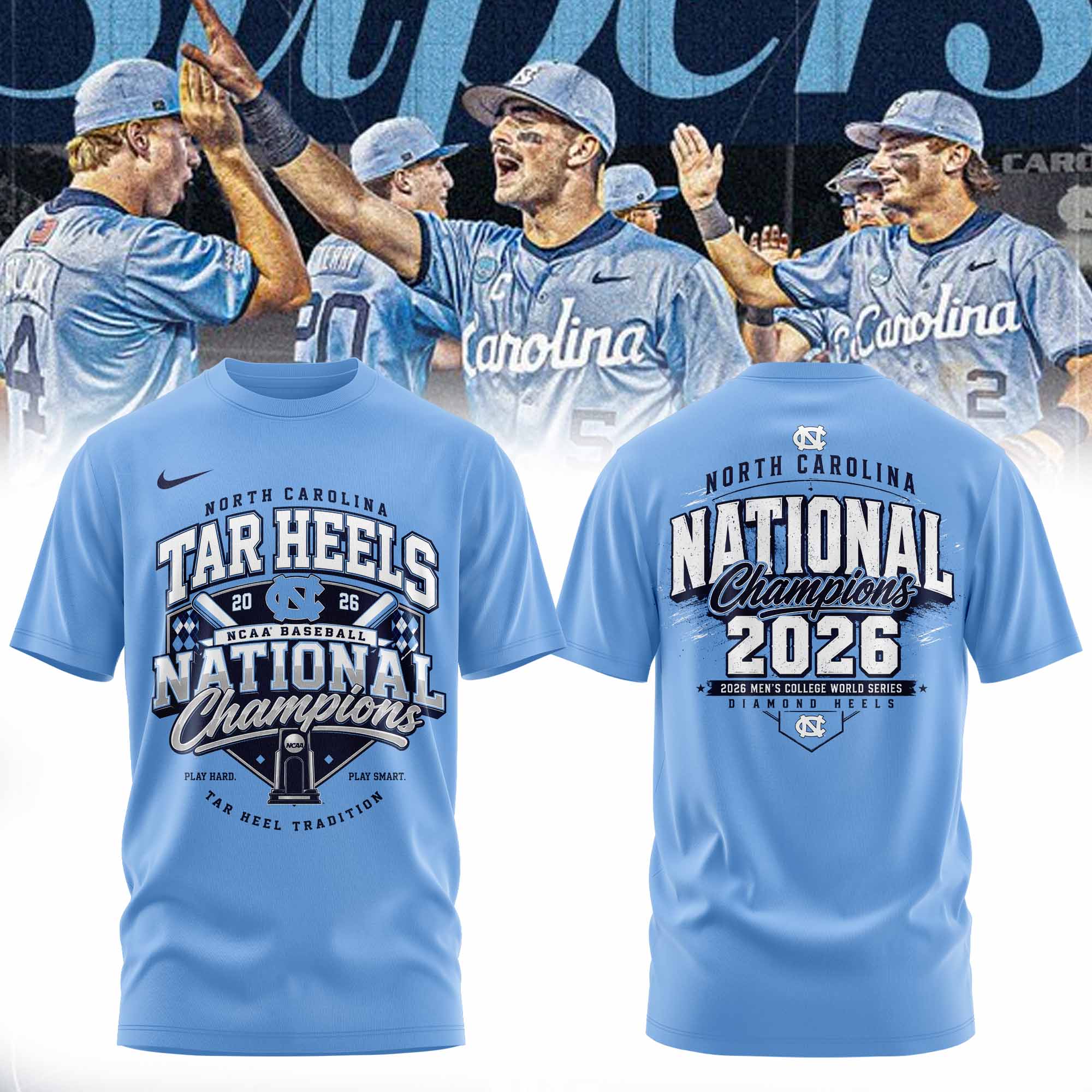 North Carolina Tar Heels 2026 Ncaa Baseball National Champions Victory T-Shirt