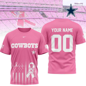 Dallas Cowboys 2026 Nfl Breast Cancer Awareness Custom 3D Shirt