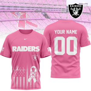 Las Vegas Raiders 2026 Nfl Breast Cancer Awareness Custom 3D Shirt