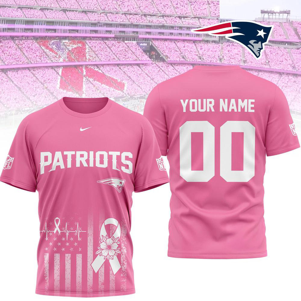 New England Patriots 2026 Nfl Breast Cancer Awareness Custom 3D Shirt