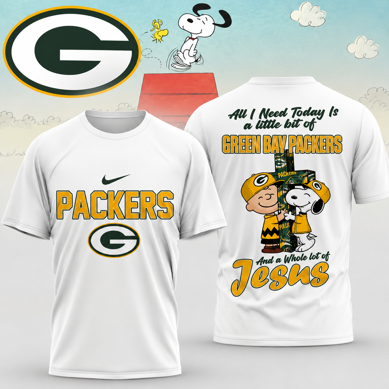 Green Bay Packers Christian Faith Jesus Snoopy Fan Gift All Over Print T-Shirt