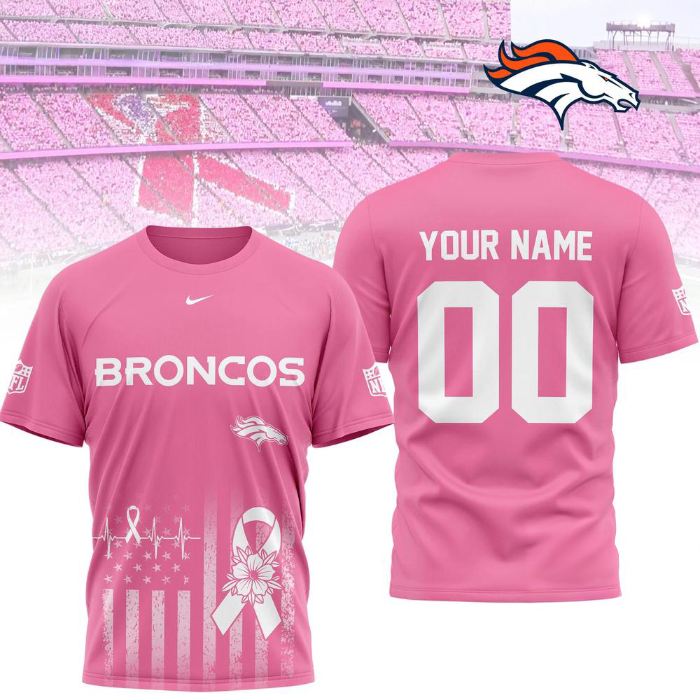 Denver Broncos 2026 Nfl Breast Cancer Awareness Custom 3D Shirt