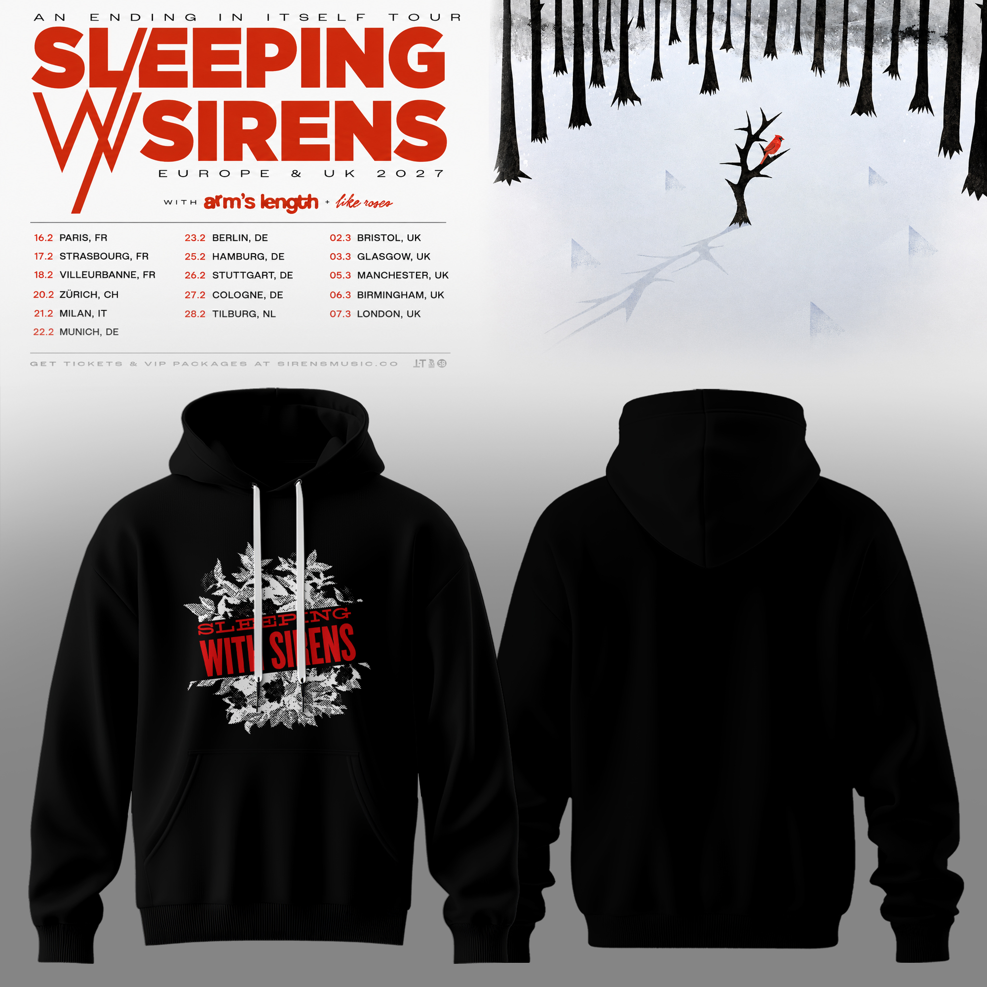 Sleeping With Sirens An Ending In Itself Vintage Tour Hoodie