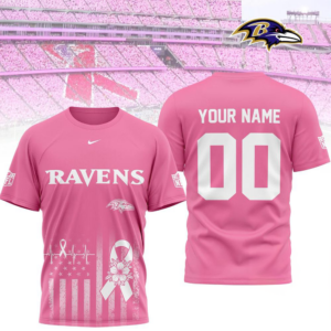 Baltimore Ravens 2026 Nfl Breast Cancer Awareness Custom 3D Shirt