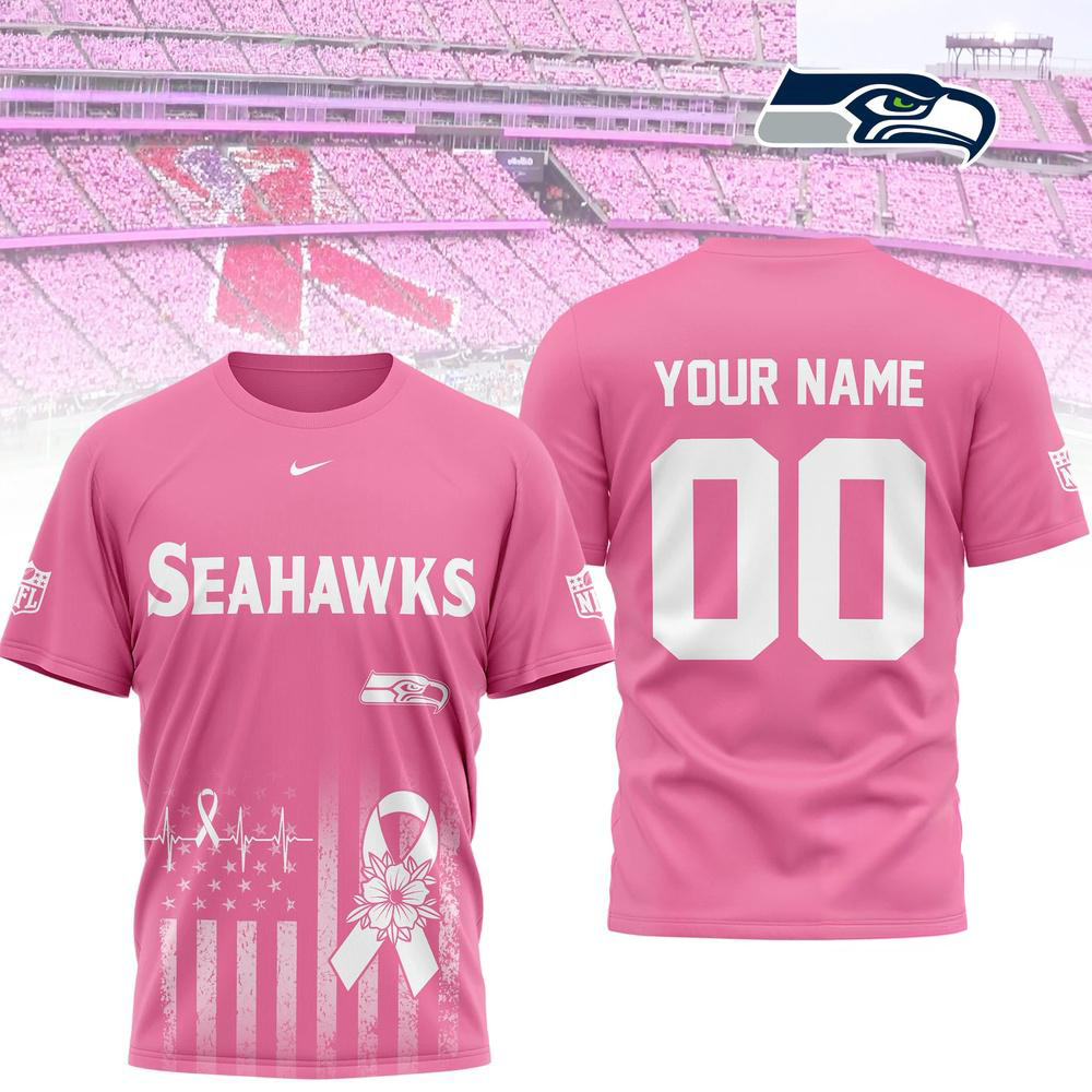Seattle Seahawks 2026 Nfl Breast Cancer Awareness Custom 3D Shirt