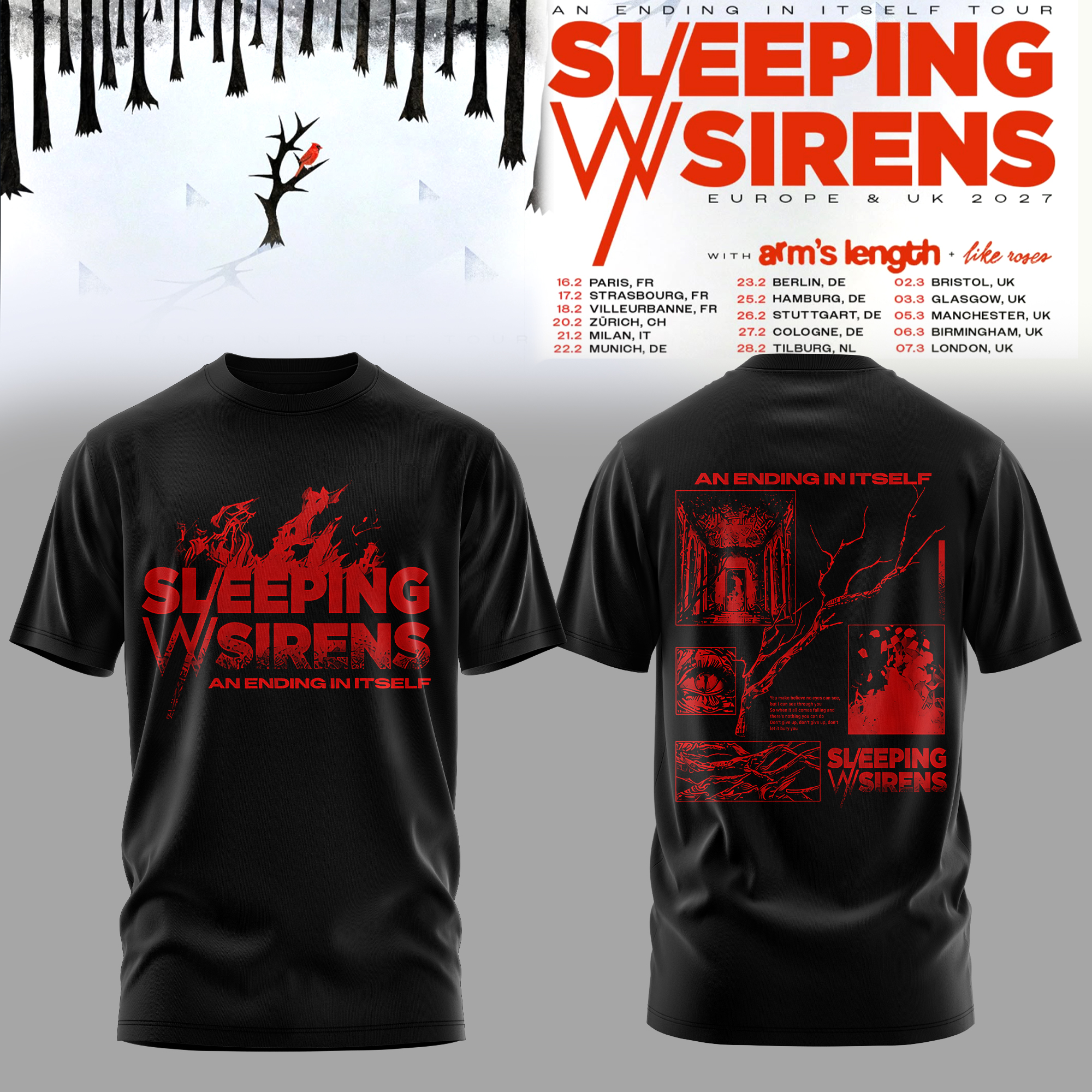 Sleeping With Sirens An Ending In Itself Tour 2027 Official Fan T-Shirt Edition