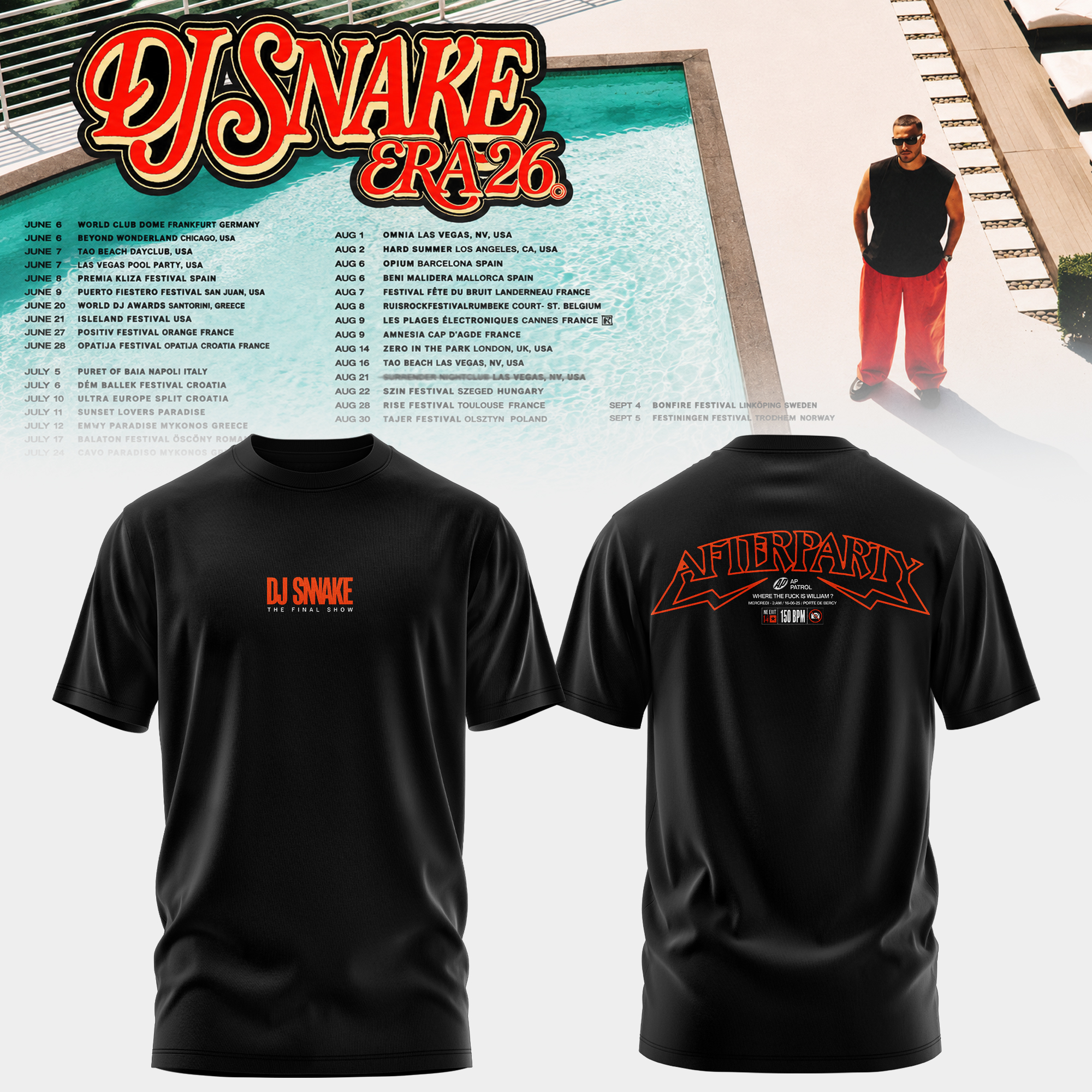 Dj Snake Tour Era 2026 Premium Fan T-Shirt Collection