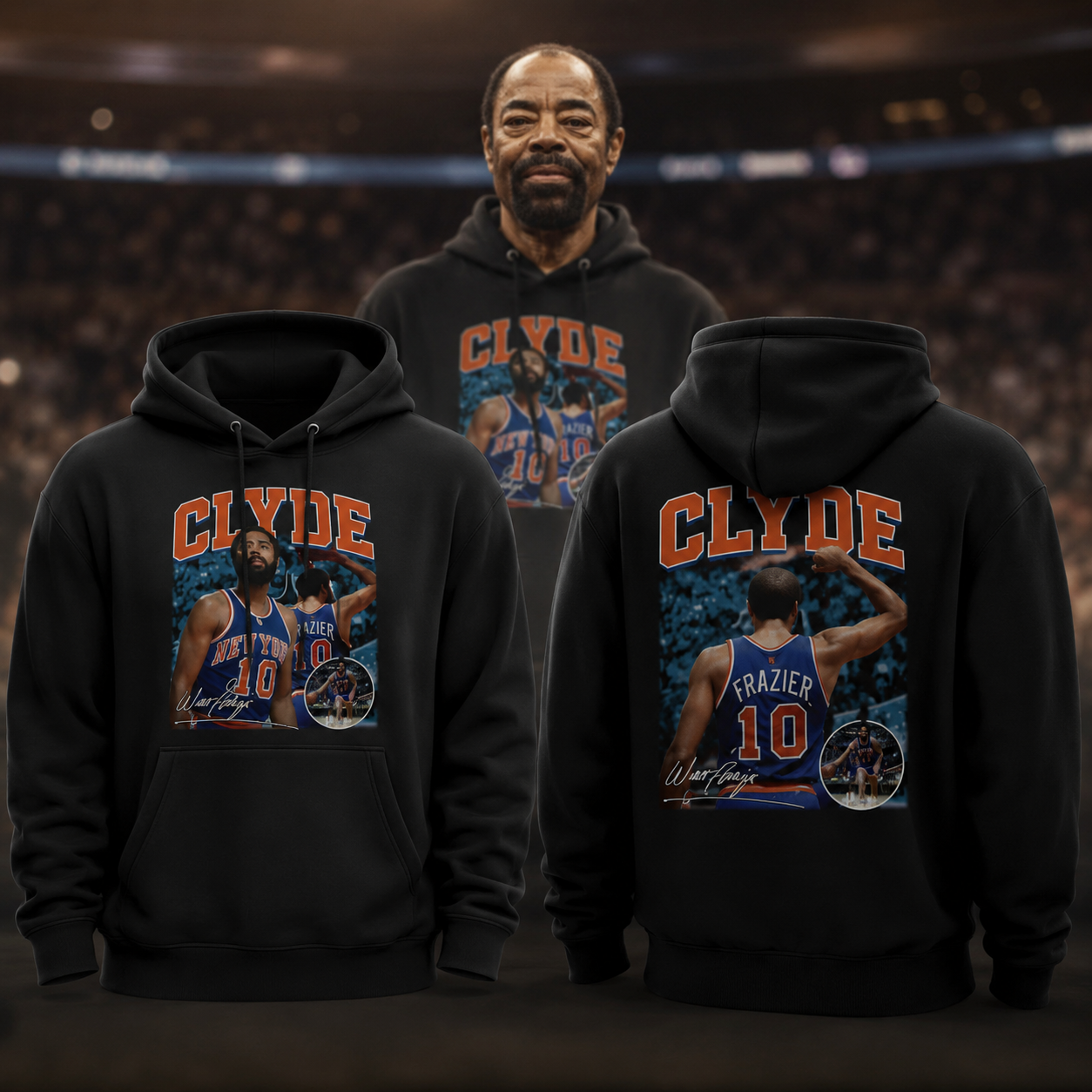 New York Knicks Walt Clyde Frazier Baseball Legend Signauture 2026 Hoodie