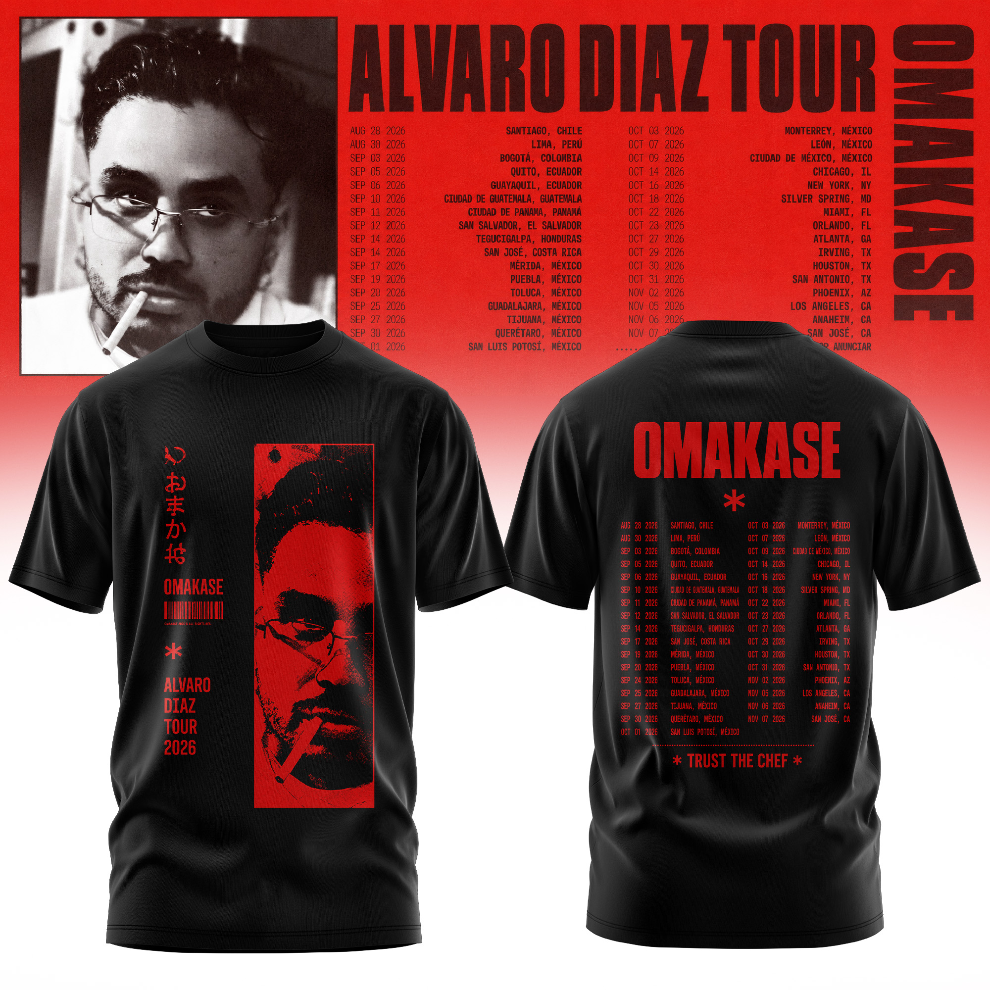 Alvaro Diaz Omakase 2026 Tour Merch Premium Concert T-Shirt