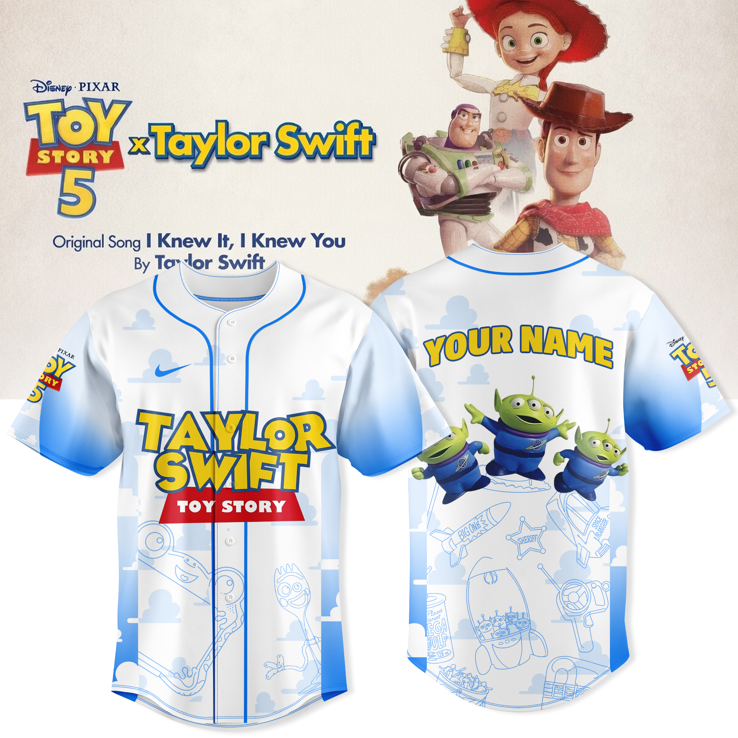 Taylor Swift X Aliens Toy Story 5 Custom Name Baseball Jersey Collection
