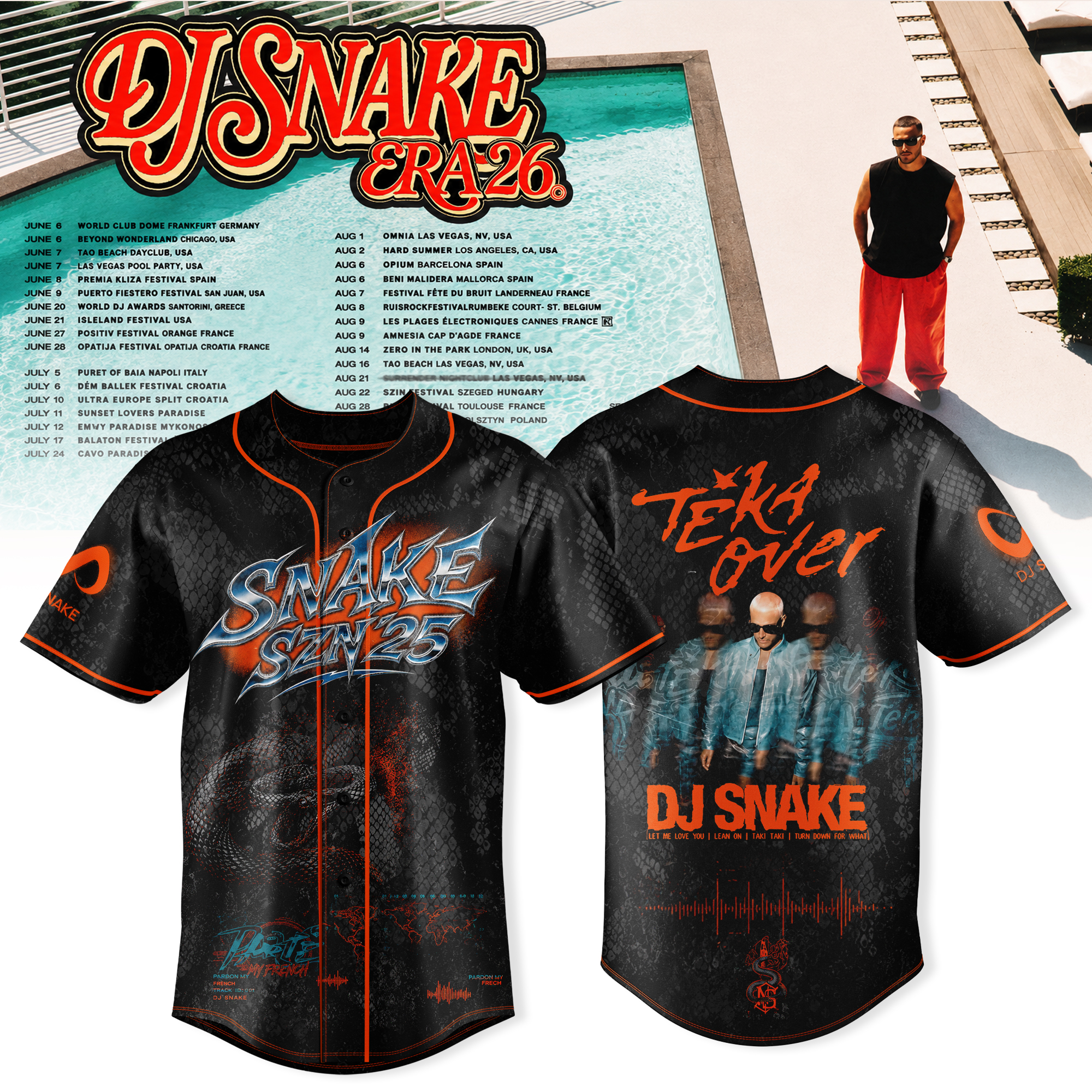 Dj Snake Tour Era 2026 Limited Baseball Jersey Fan Collection