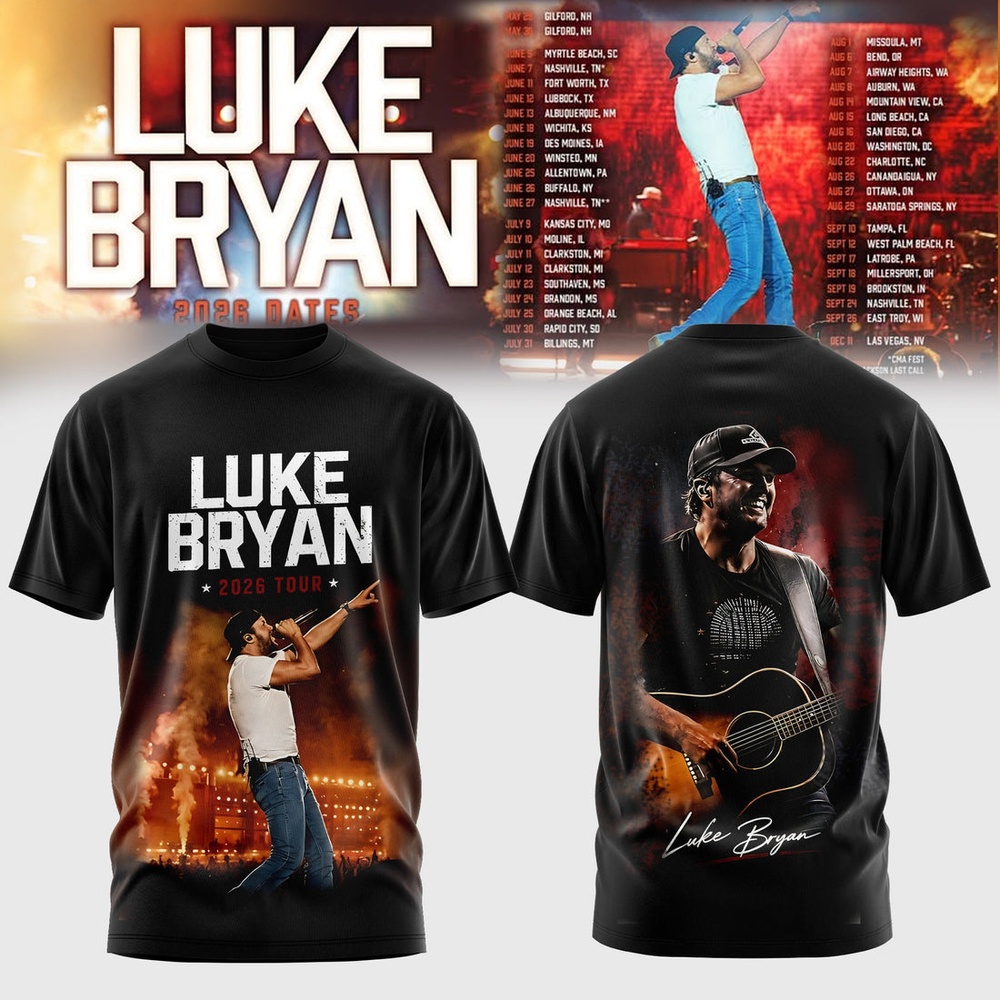 Luke Bryan Country Night Tour 2026 Special 3D Shirt Edition