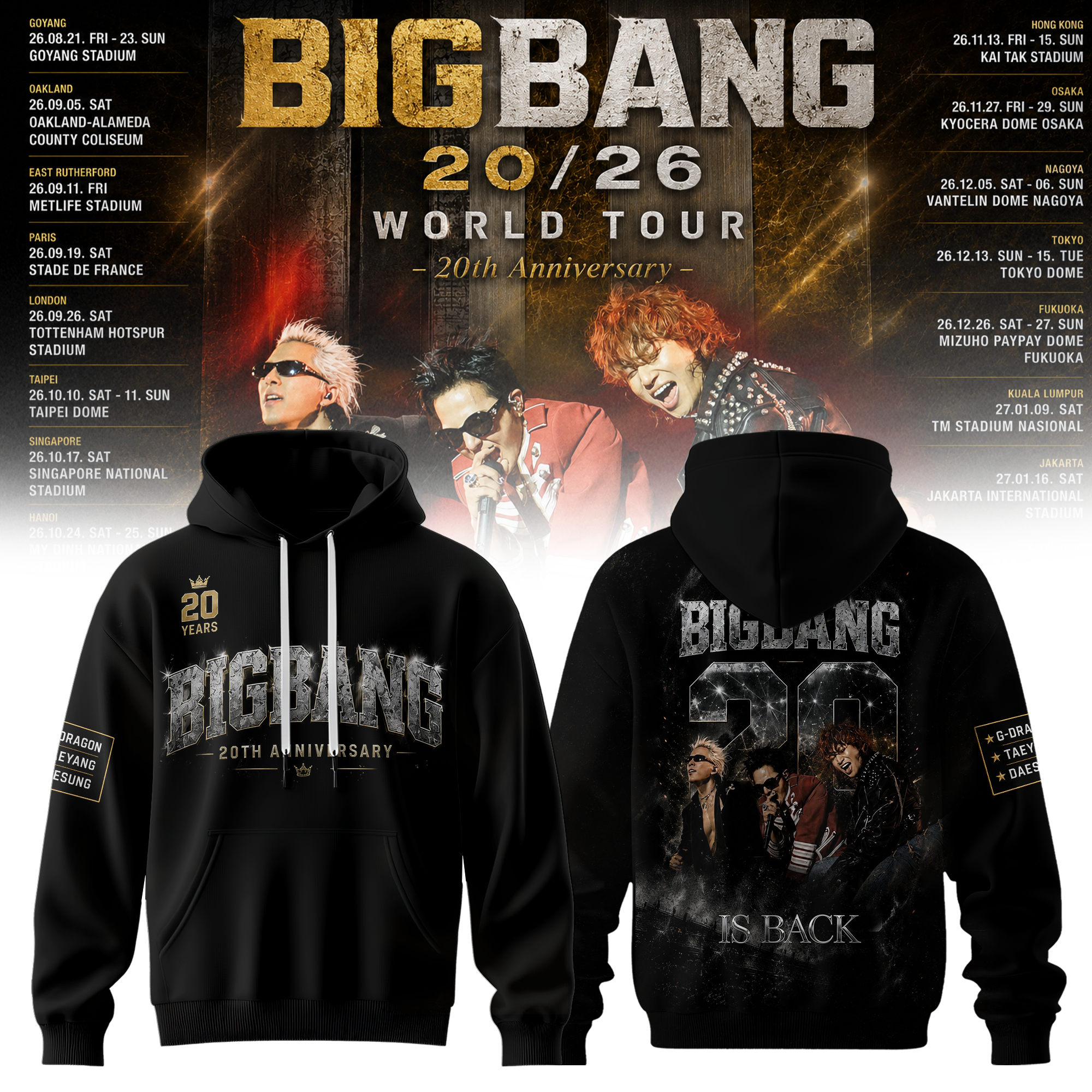 Bigbang Merch 2026 Anniversary Tour Hoodie Kpop Fan Gift