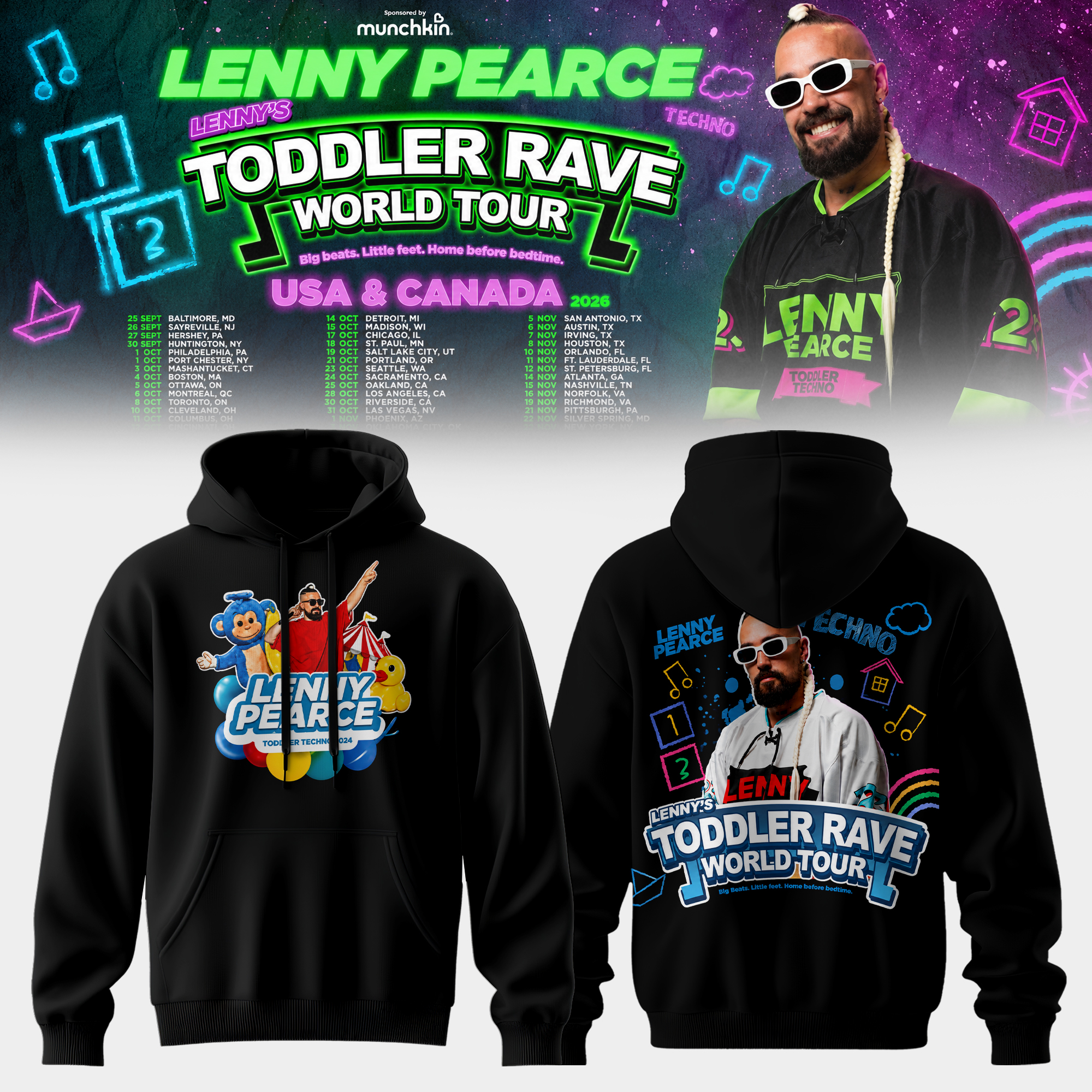 Lenny Pearce Toddler Rave World Tour Concert Hoodie Gift For Fans