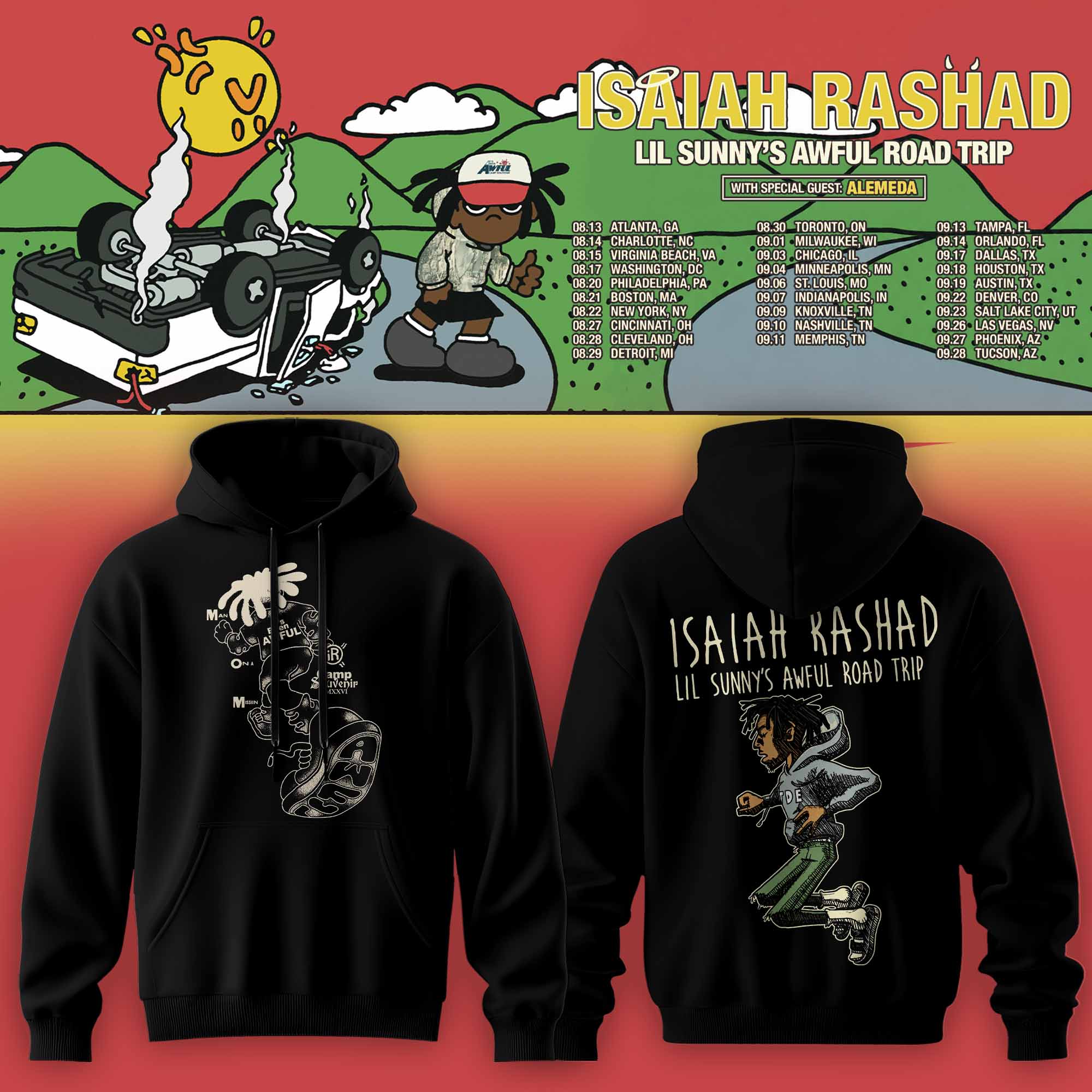 Isaiah Rashad Lil Sunnys Awful Road Trip Hoodie Music Merchandise