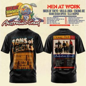 Australian Crawl Red Hot Summer Tour 2026 Music Fan T-Shirt Edition