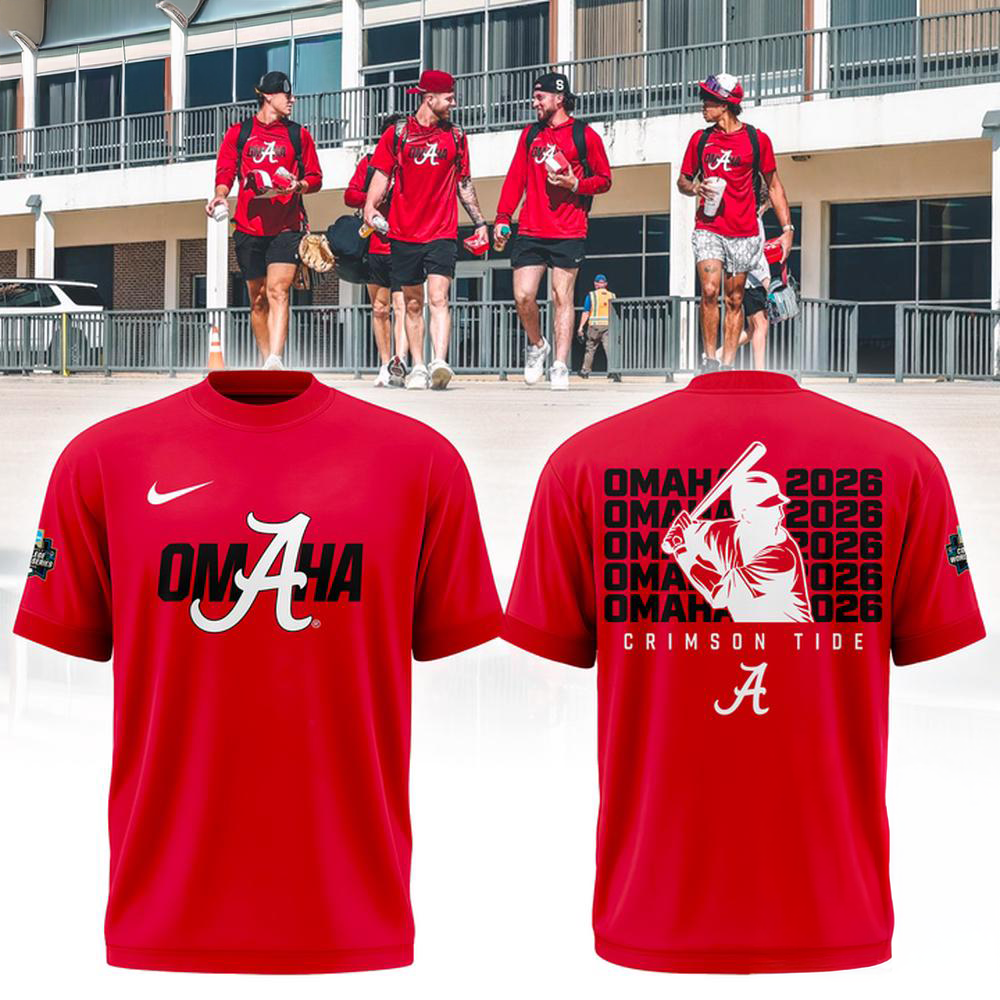 Alabama Crimson Tide Baseball Omaha 2026 Men8217S College World Series Red T-Shirt
