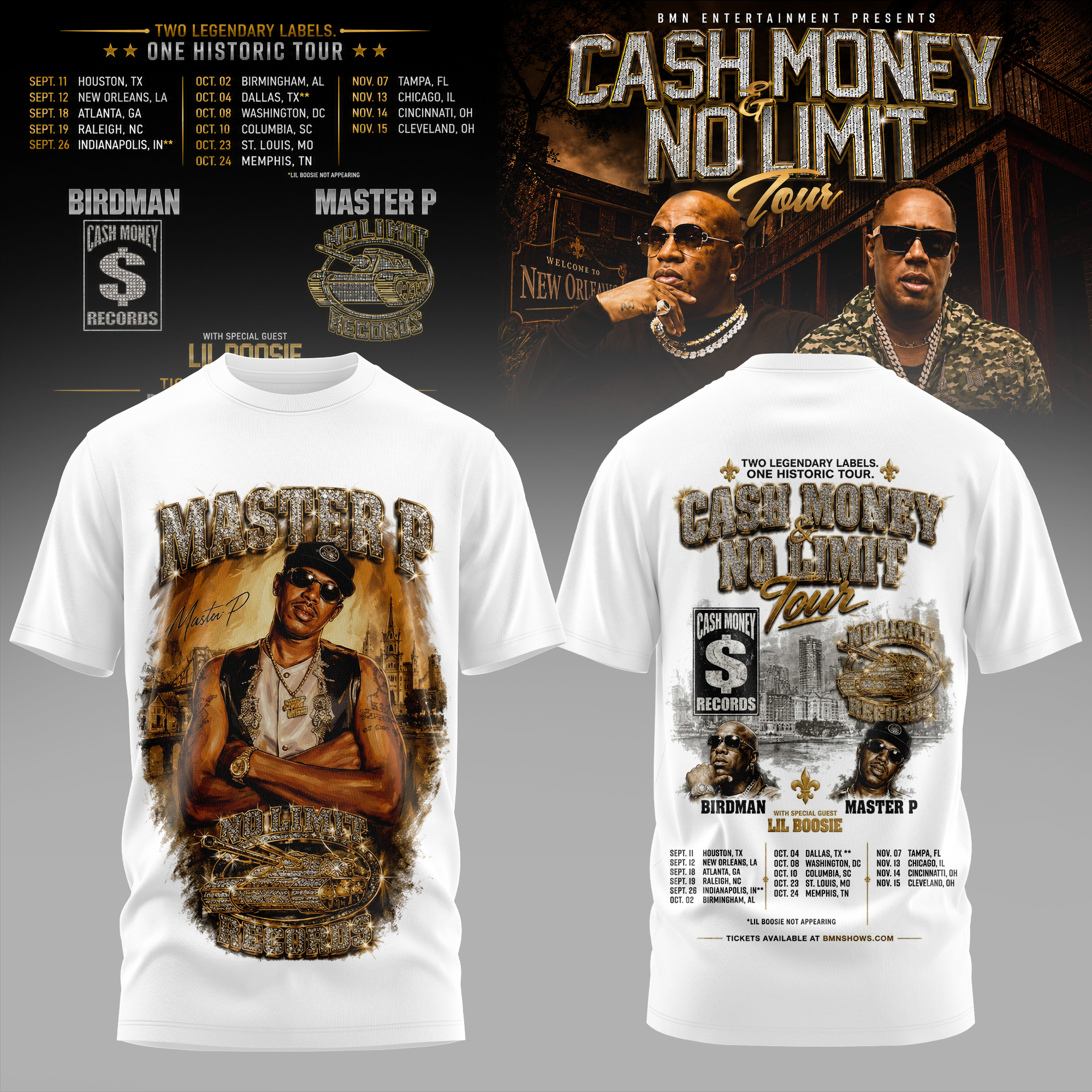 Cash Money No Limit Tour Concert T-Shirt Premium Fan Collection