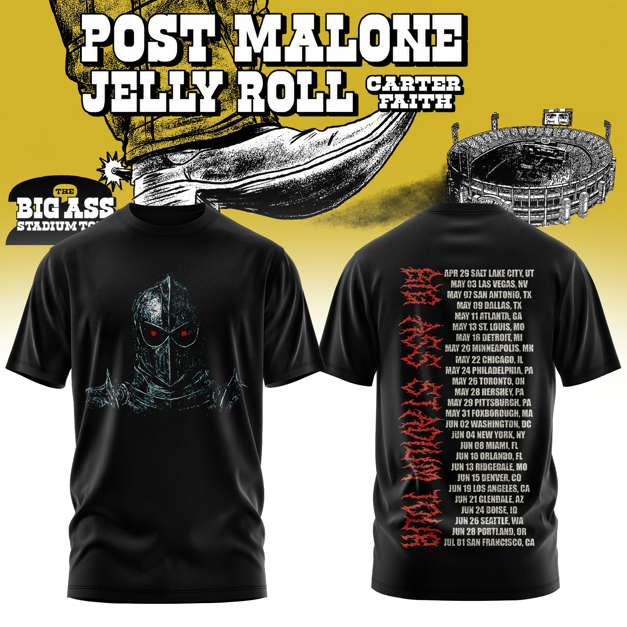 Post Malone Merch 2026 Stadium Tour Graphic T-Shirt Fan Gift
