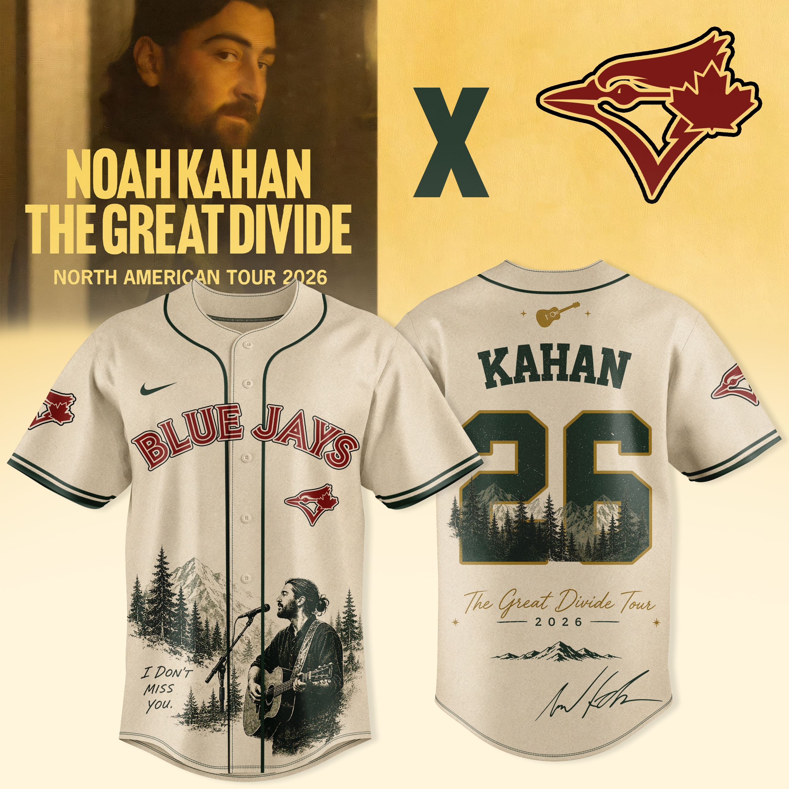 Noah Kahan Great Divide Tour 2026 Premium Mlb Fan Jersey