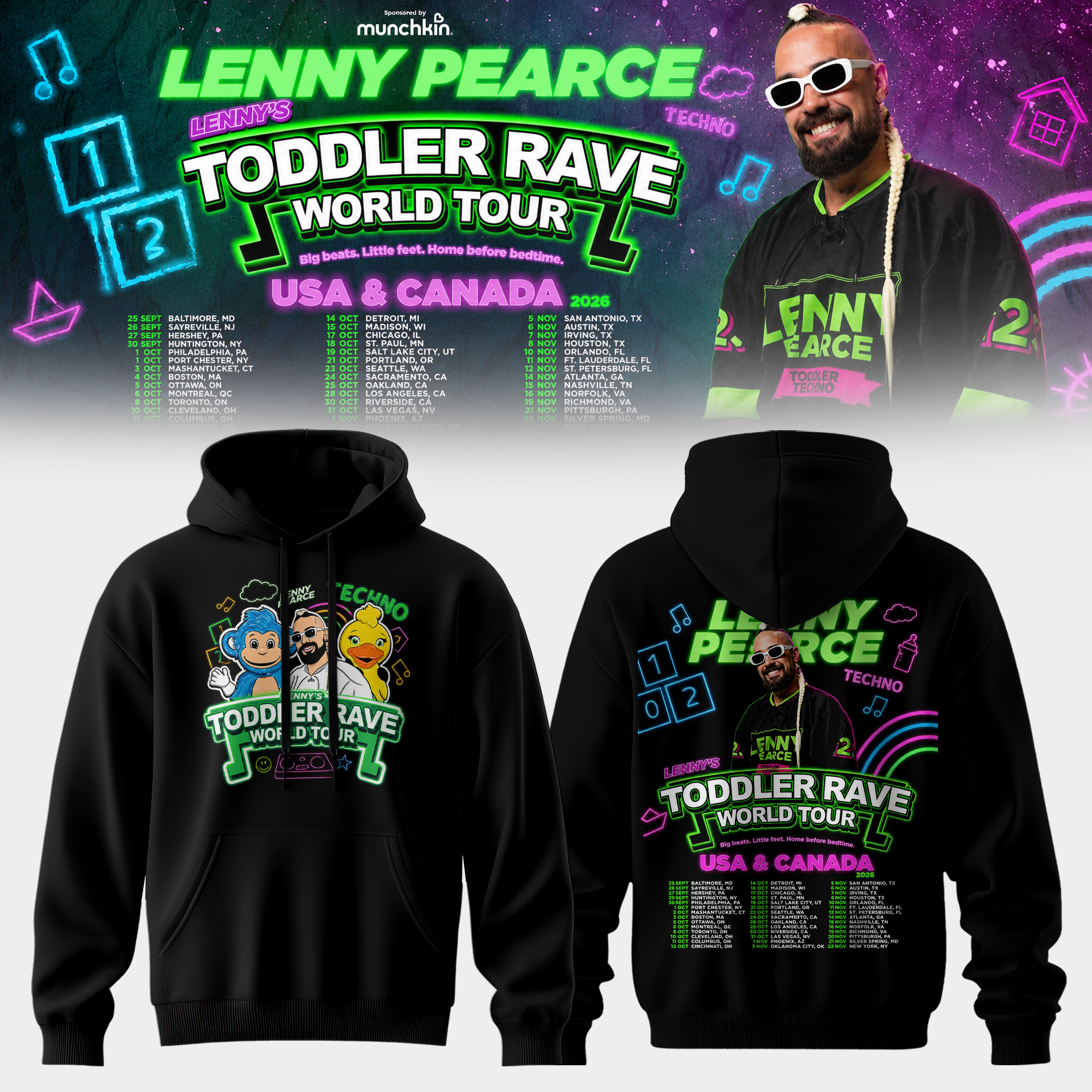 Lenny Pearce Toddler Rave World Tour Music Fan Hoodie Collection