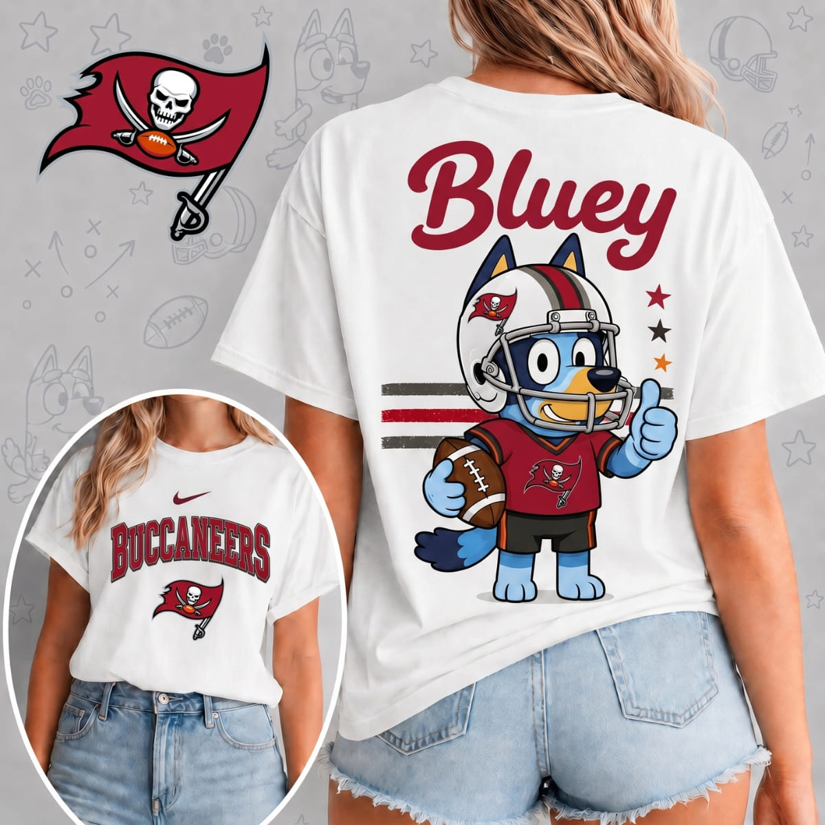 Tampa Bay Buccaneers X Bluey Football Game Day Unisex T-Shirt