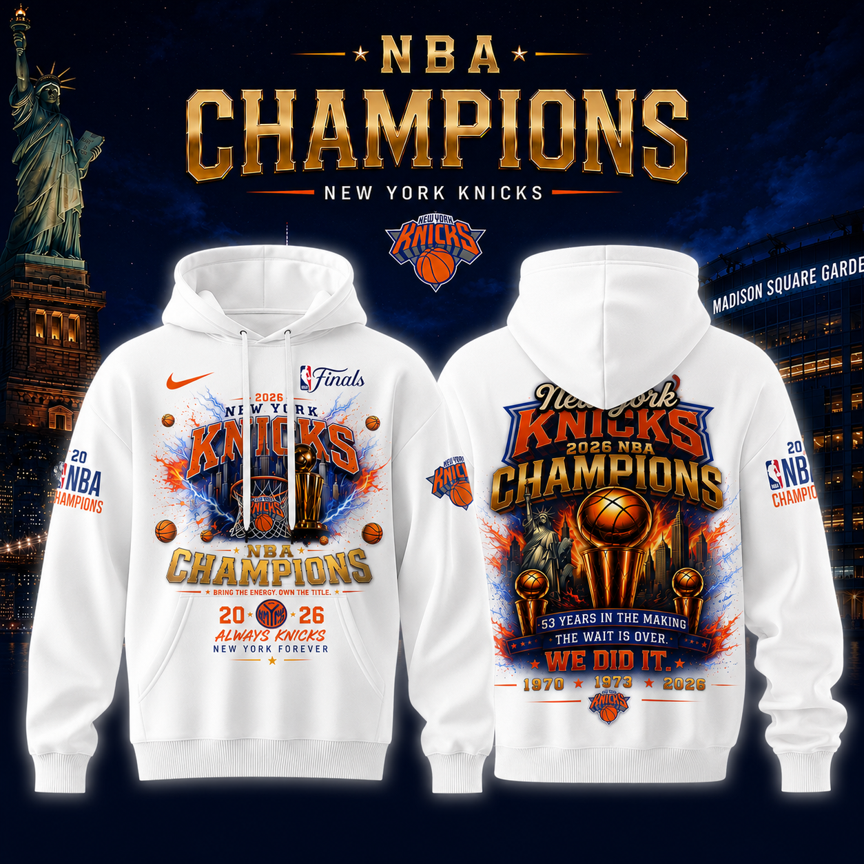 New York Knicks Merch 2026 Nba Champions Hoodie Gift For Basketball Fans