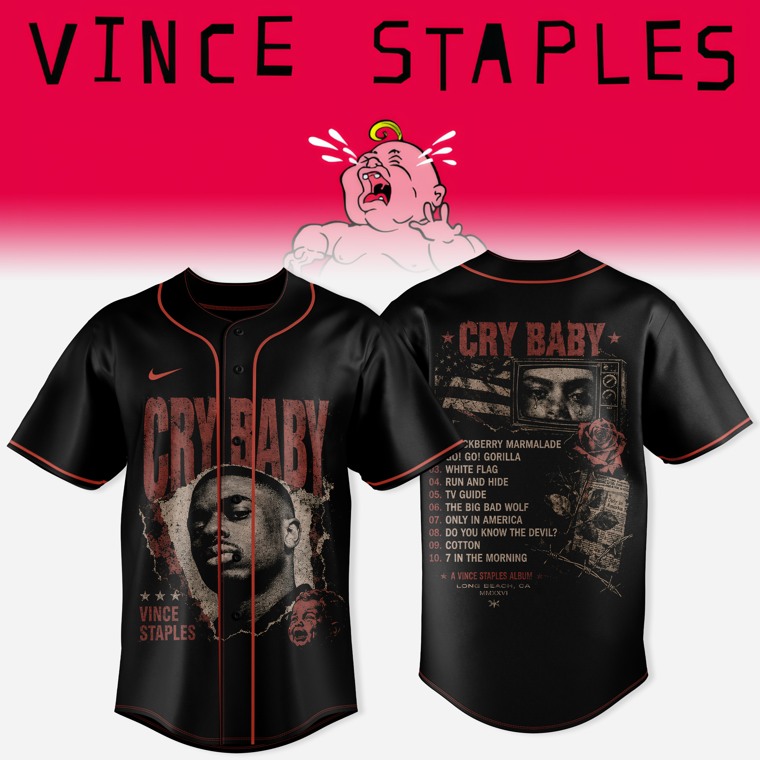 Vince Staples Cry Baby Tour Premium Jersey Collector Edition
